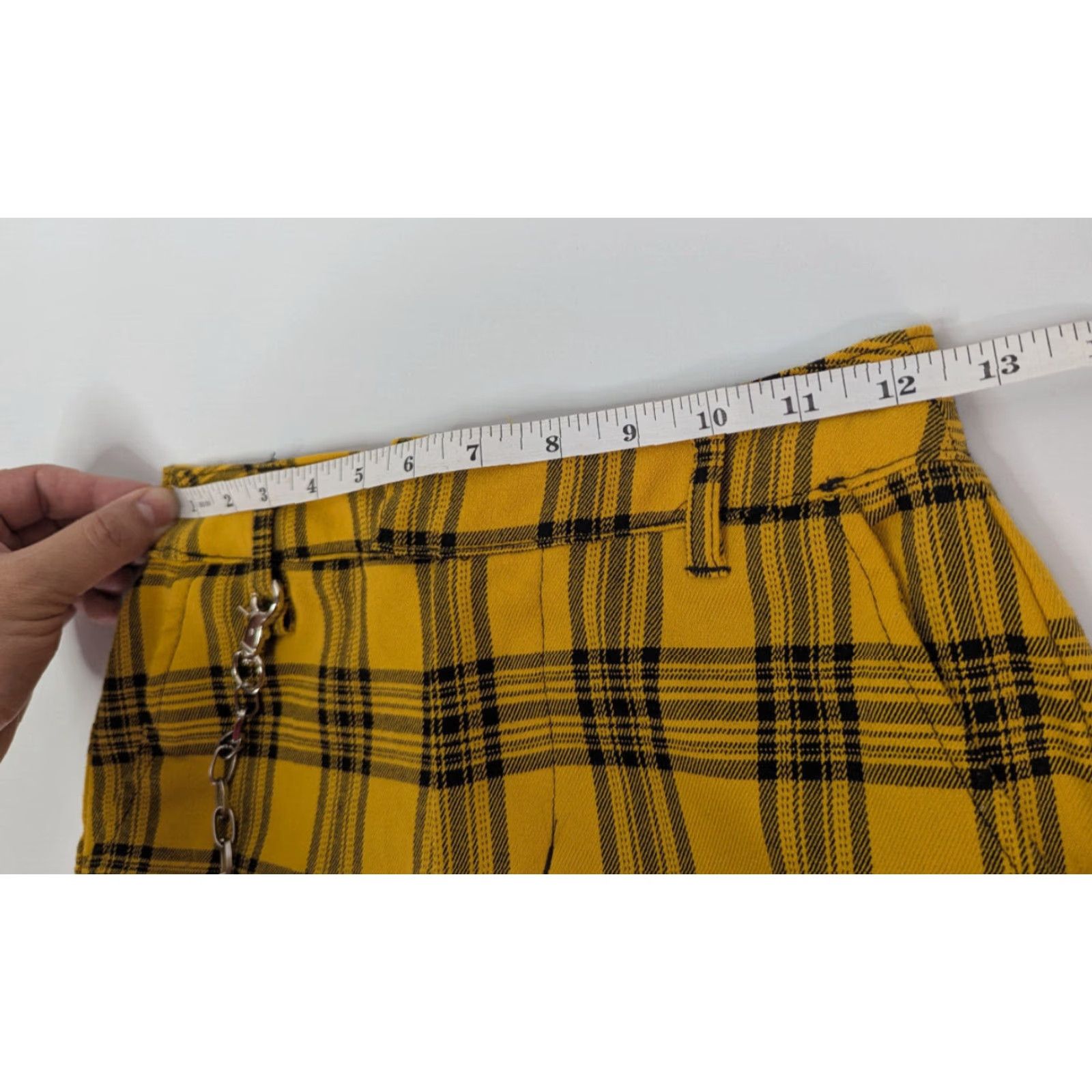 Hot Topic Hot Topic Pants Women XS Hi Rise Yellow Plaid w/ Chain Punk Goth Y2k Grunge Emo 90s Size 26" / US 2 / IT 38 - 7 Thumbnail