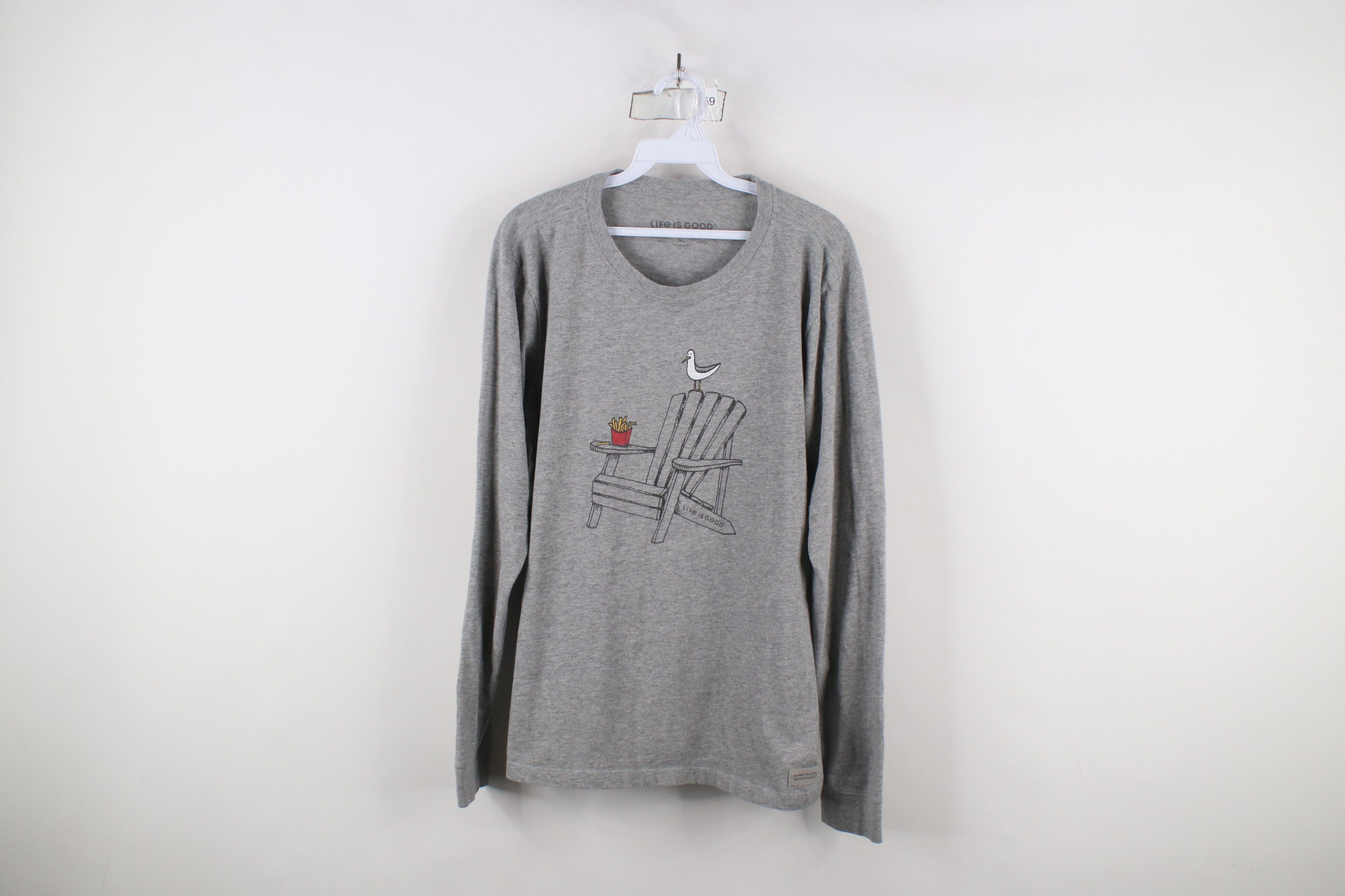 Life is Good × Vintage Life Is Good Spell Beach Seagull Long Sleeve T-Shirt Gray Size L / US 10 / IT 46 - 1 Thumbnail