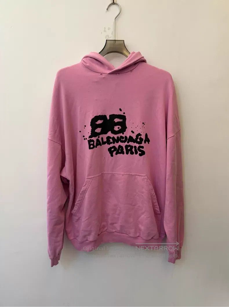 Balenciaga Balenciaga Logo Printed Hooded Long Sleeve Sweatshirt Size US M / EU 48-50 / 2 - 1 Thumbnail