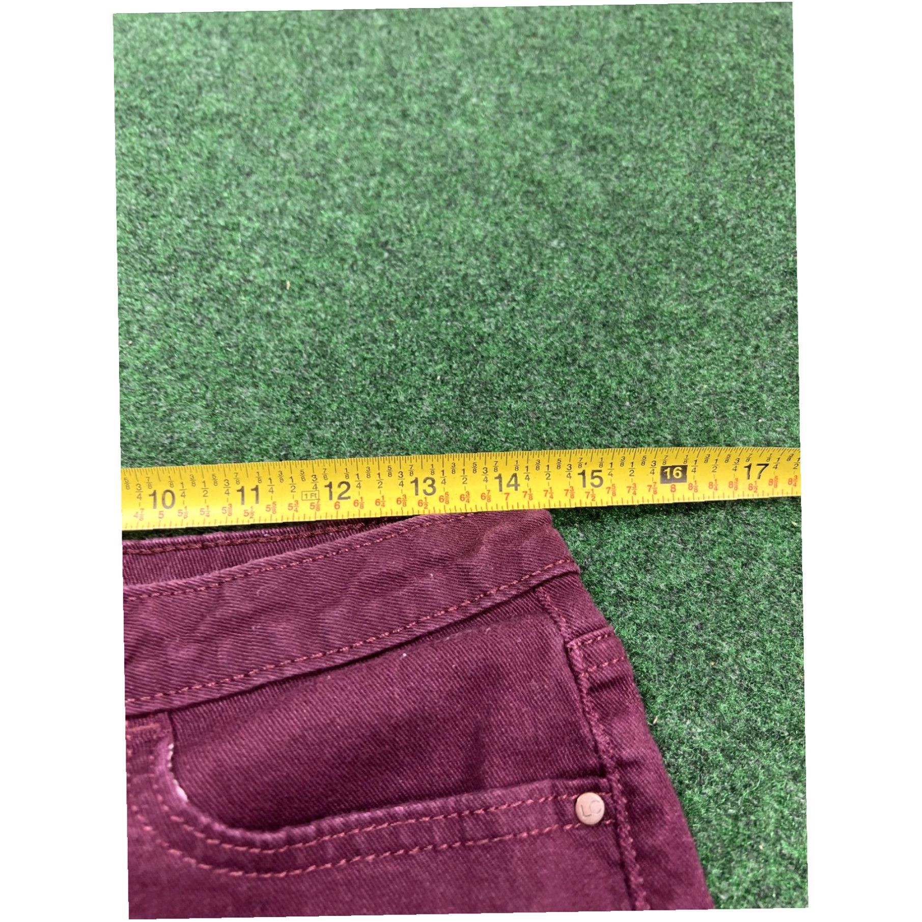 Vintage LC Lauren Conrad Women's Jean Shorts Red Cuffed Size 4 Size 32" / US 10 / IT 46 - 7 Thumbnail