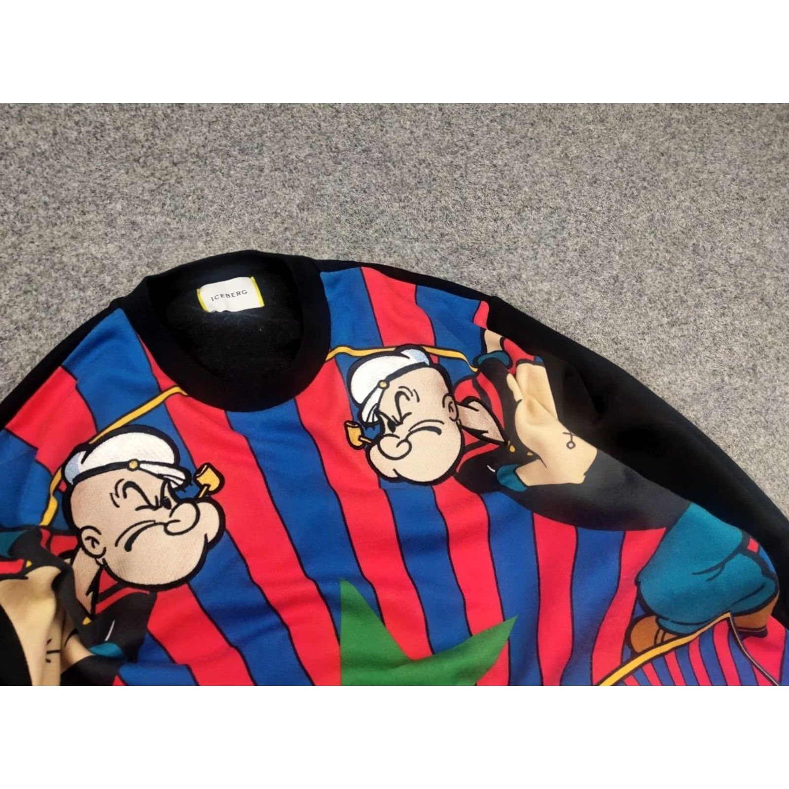 Vintage Iceberg Popeye Sweatshirt Pullover Vintage Style Crew Chek Stripe Art Print Size US XL / EU 56 / 4 - 7 Thumbnail