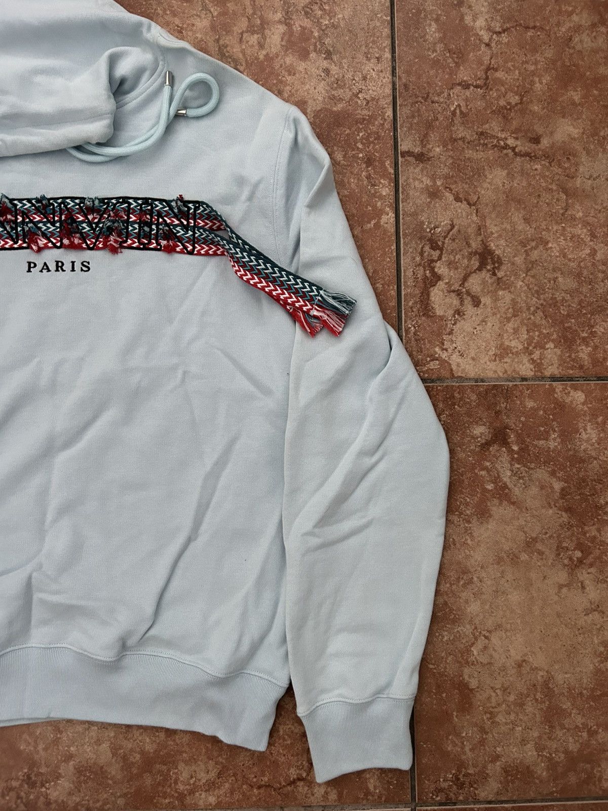 Lanvin Lanvin light blue embroidered lace logo hoodie Flawless!! Size US XXL / EU 58 / 5 - 2 Thumbnail