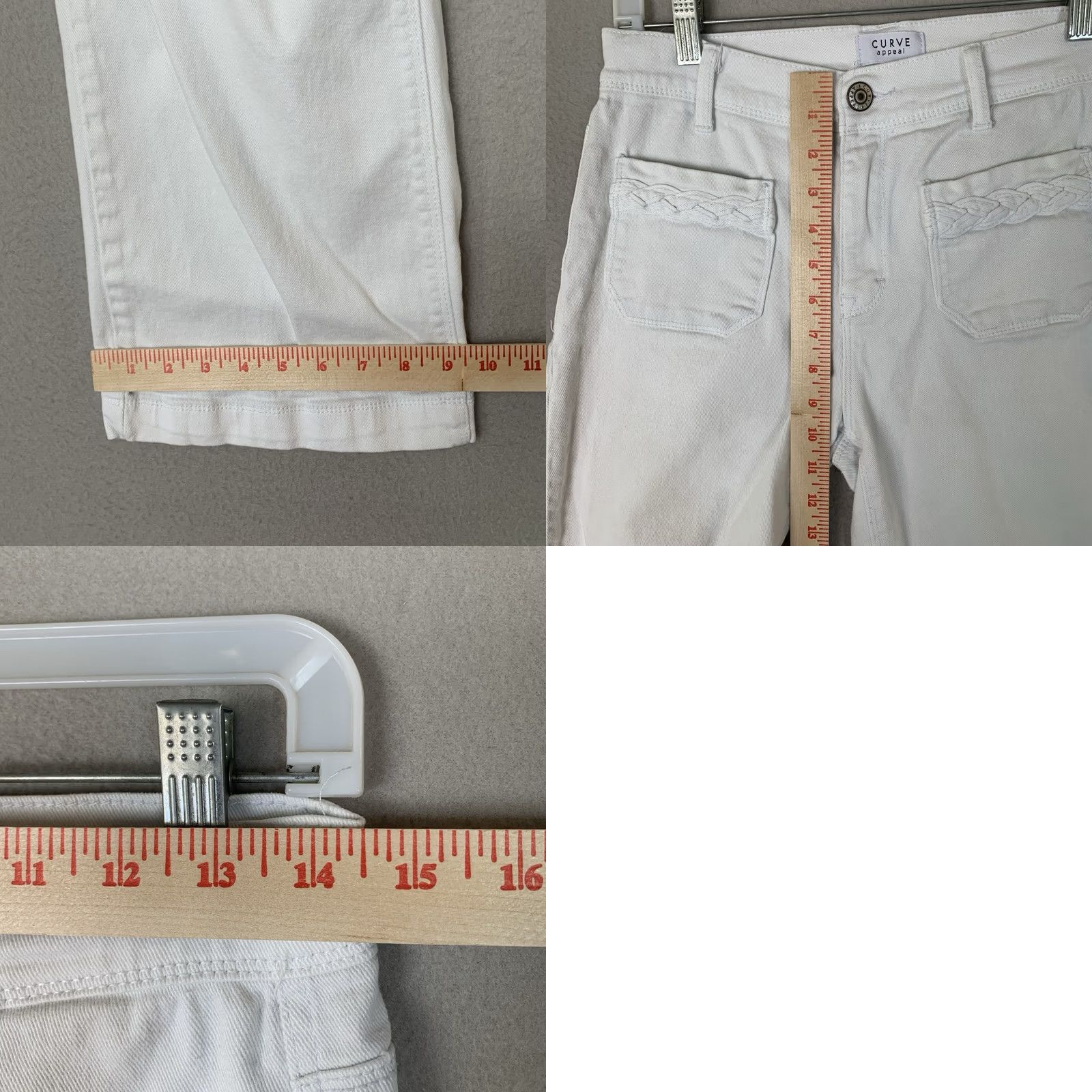 Vintage Curve Appeal Jeans Womens 8 White High Rise Wide Leg Crop Y2K Minimalist Size 30" / US 8 / IT 44 - 8 Thumbnail