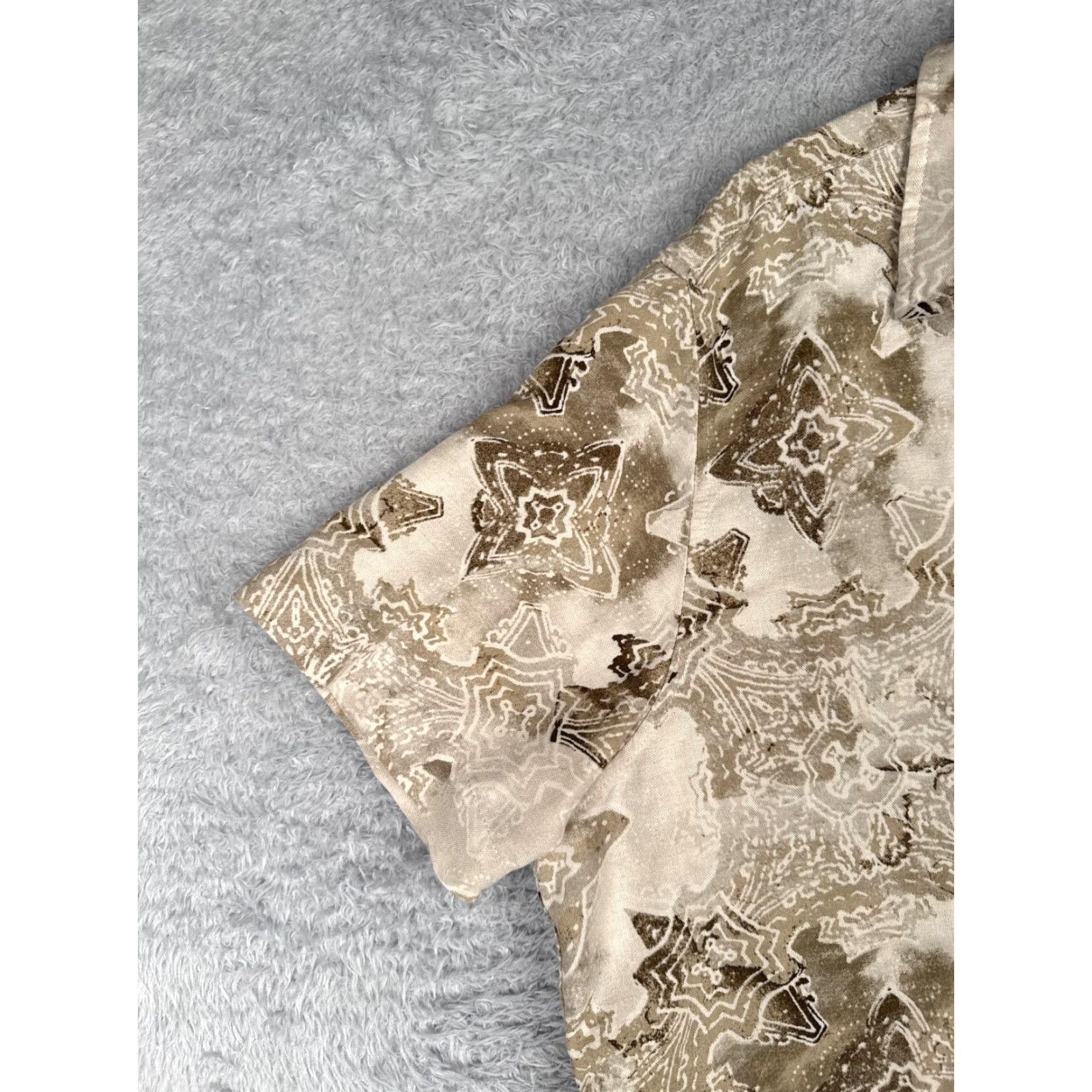 Tasso Elba Tasso Elba Shirt Adult 2XL Beige Floral Geometric Button Up Silk Blend Navy? Size US XXL / EU 58 / 5 - 5 Thumbnail