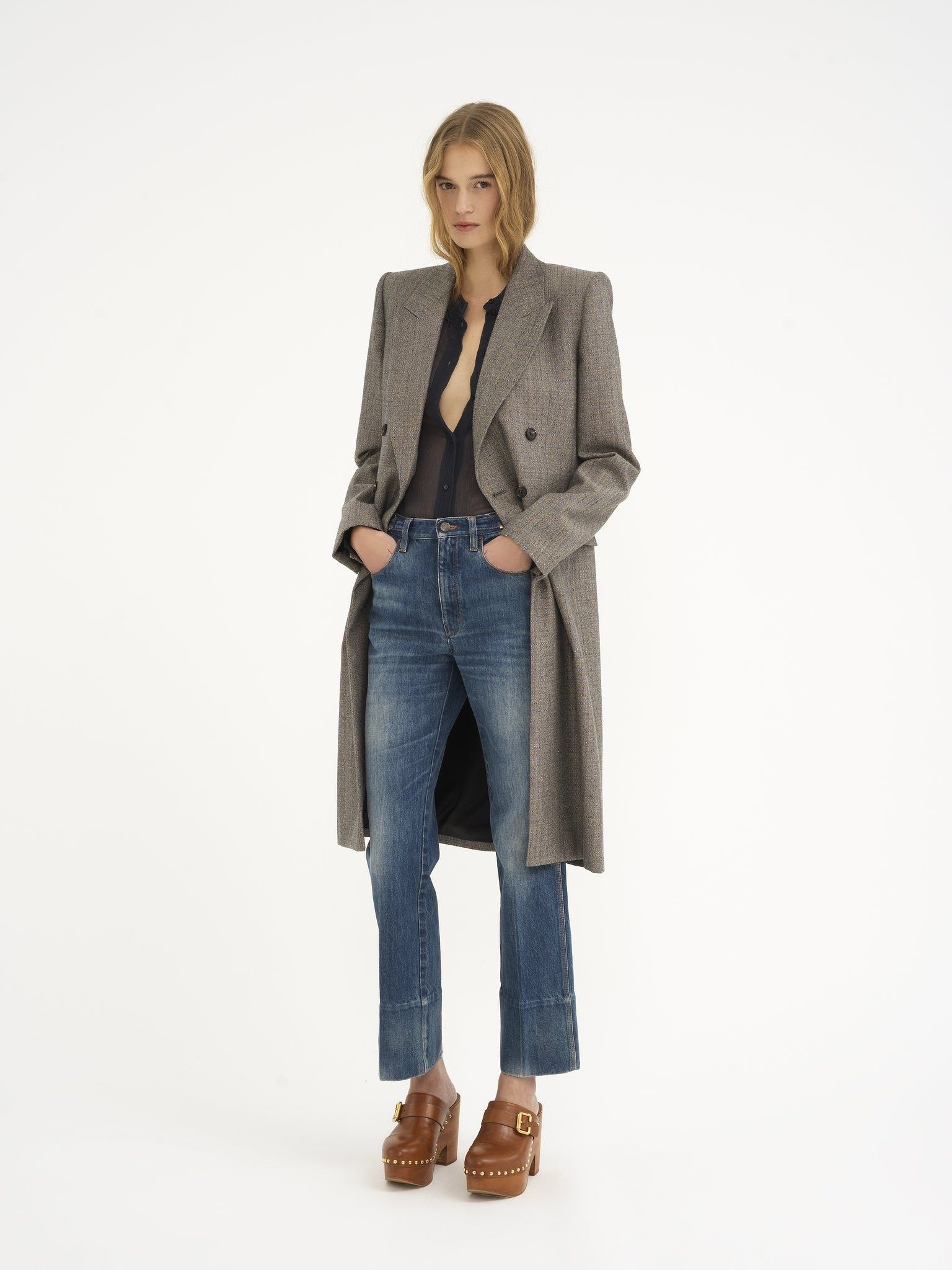 Chloe o1loc1c11025 Tailored Coat in Black & White Size L / US 10 / IT 46 - 3 Thumbnail