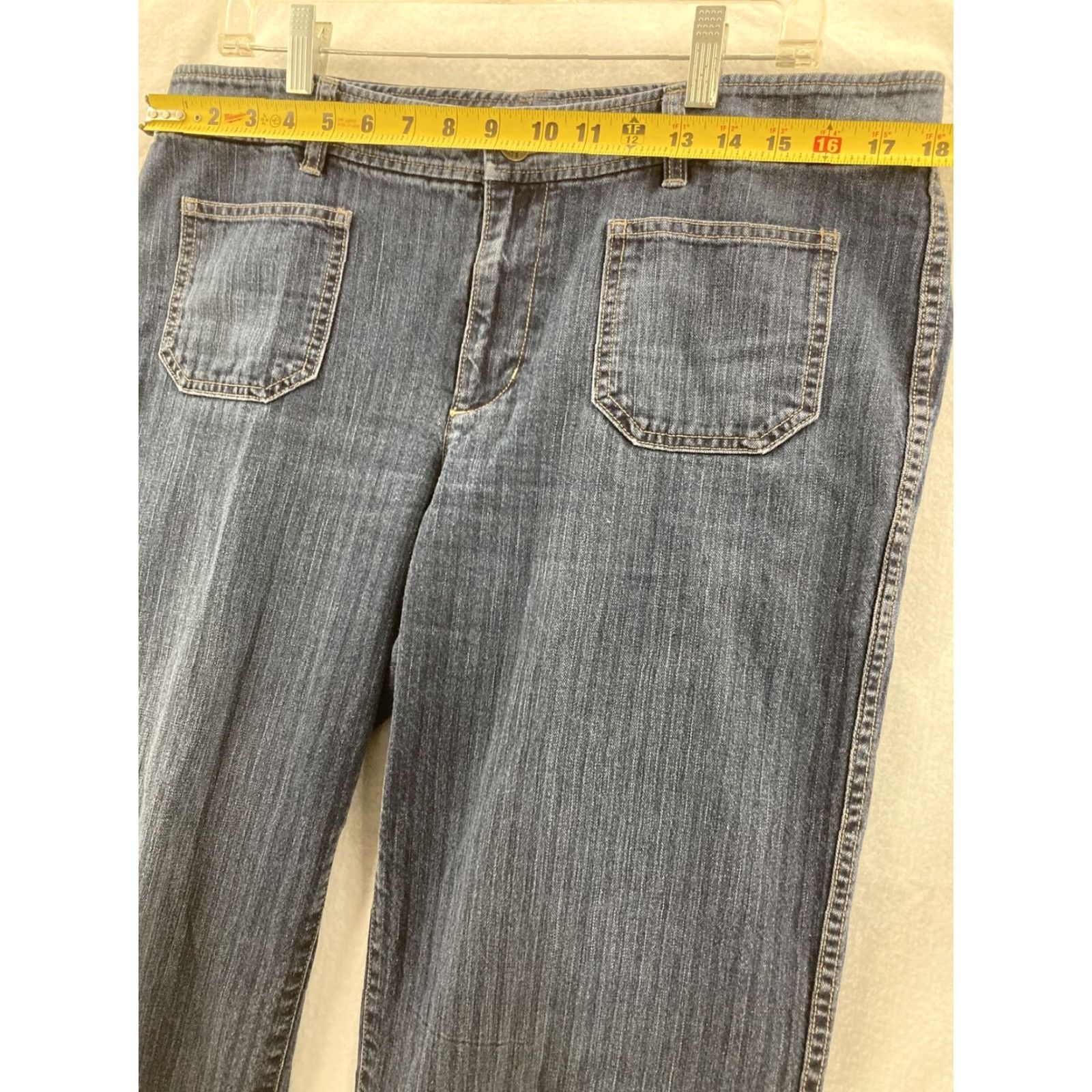 CO VINTAGE Lauren Jeans Co Jeans 12 Bootcut Pinstriped Denim Blue 90s Womens Size 34" / US 12 / IT 48 - 3 Thumbnail