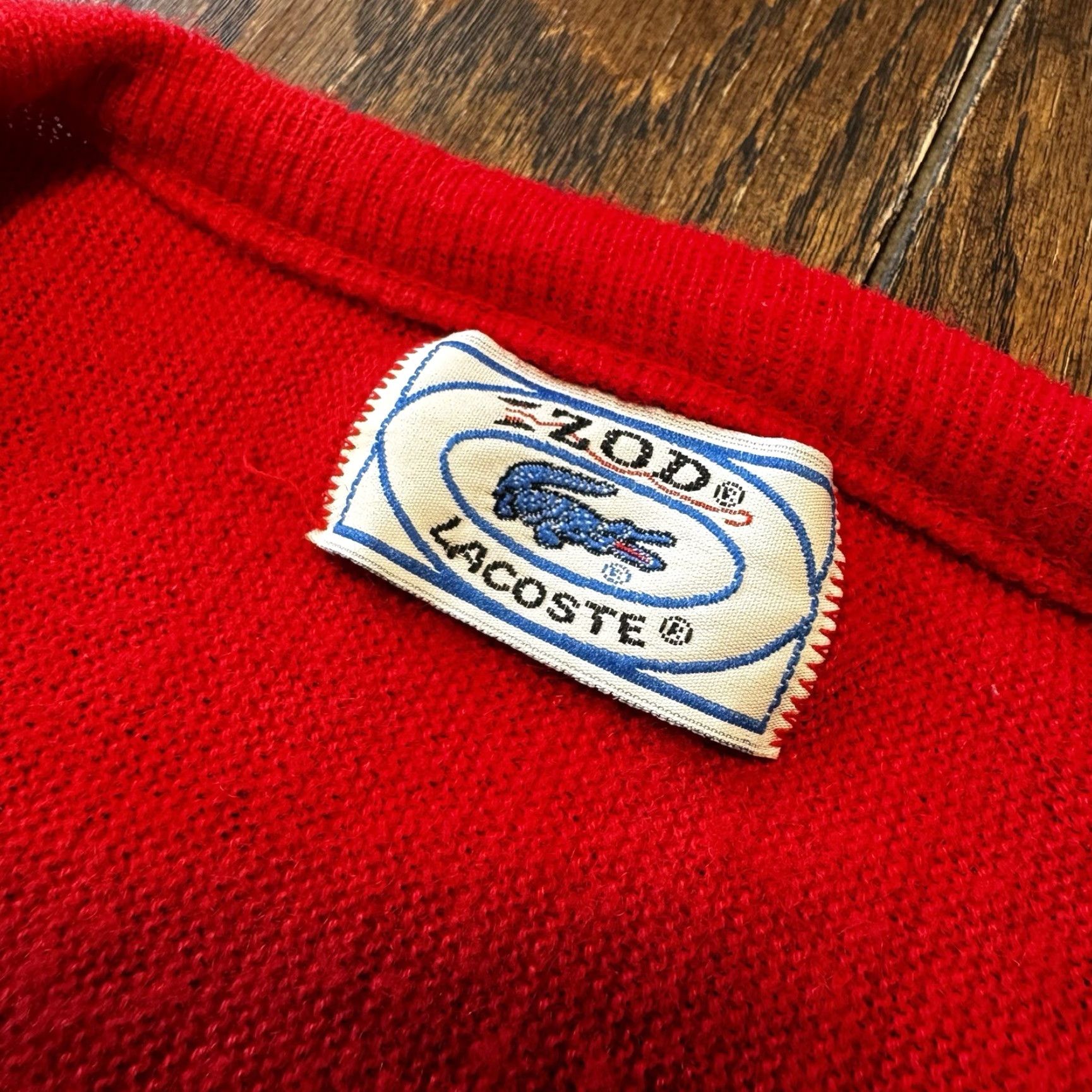 Lacoste VINTAGE Lacoste Izod Sweater V-Neck Mens XL Red Orlon Acrylic Logo Made in USA Pullover Long Sleeve Casual Walking Mens Size US XL / EU 56 / 4 - 5 Thumbnail