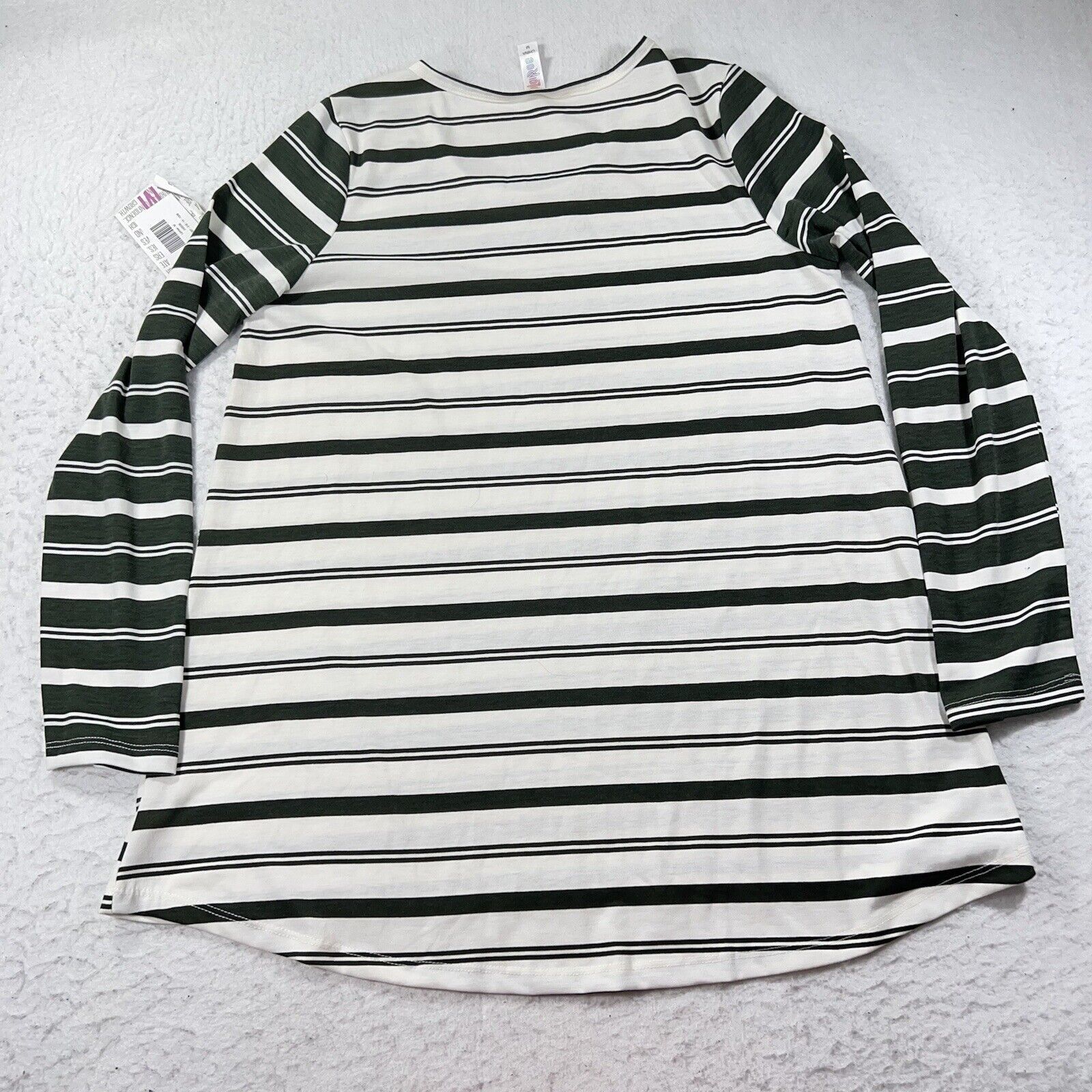 Other LuLaRoe Lynnae Green White Stripe Long Sleeve Pullover Top Size M / US 6-8 / IT 42-44 - 9 Thumbnail