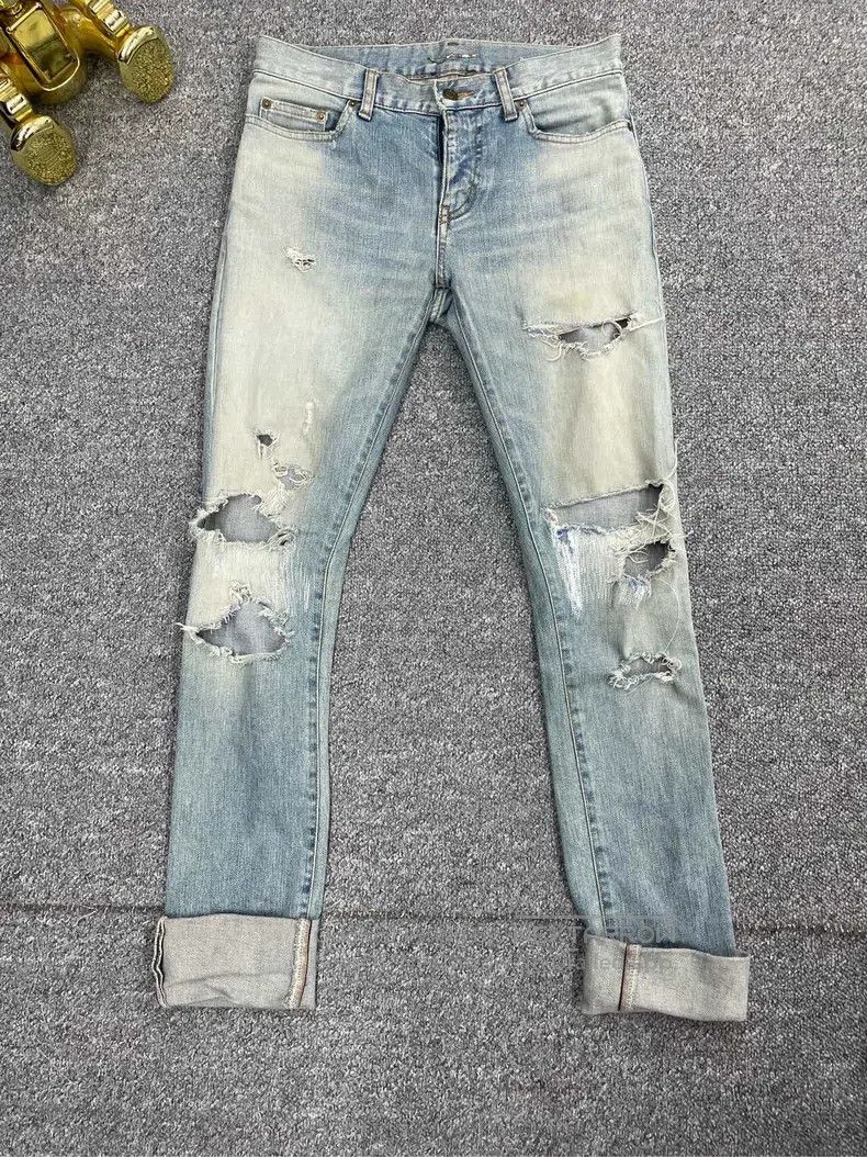 Saint Laurent Paris Saint Laurent Paris Destroyed blue jeans Size US 28 / EU 44 - 1 Thumbnail
