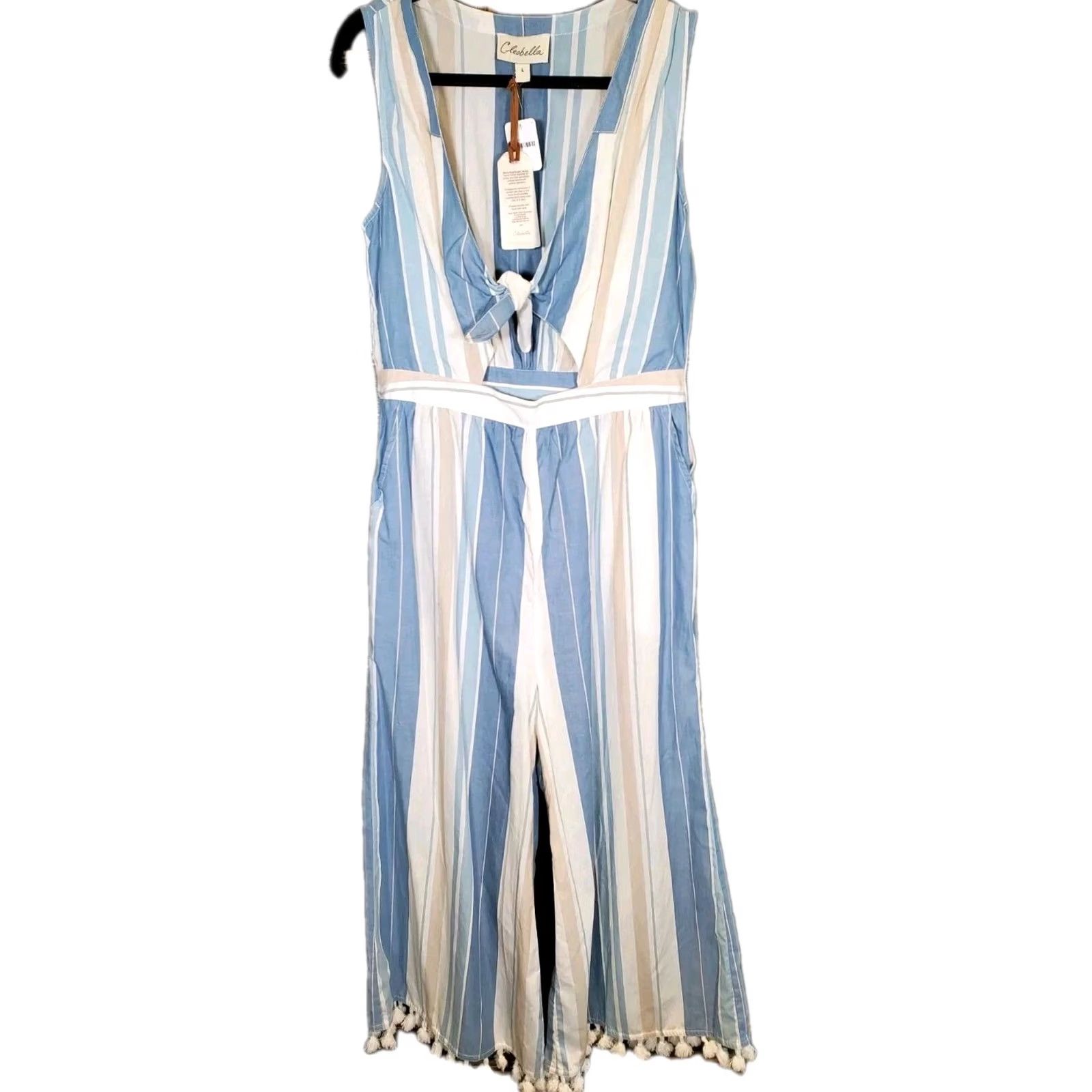 Cleobella Cleobella Jumpsuit Womens L Multicolor (Blue Free People Canela Striped Cotton India Women New Size 36" / US 14 / IT 50 - 4 Thumbnail
