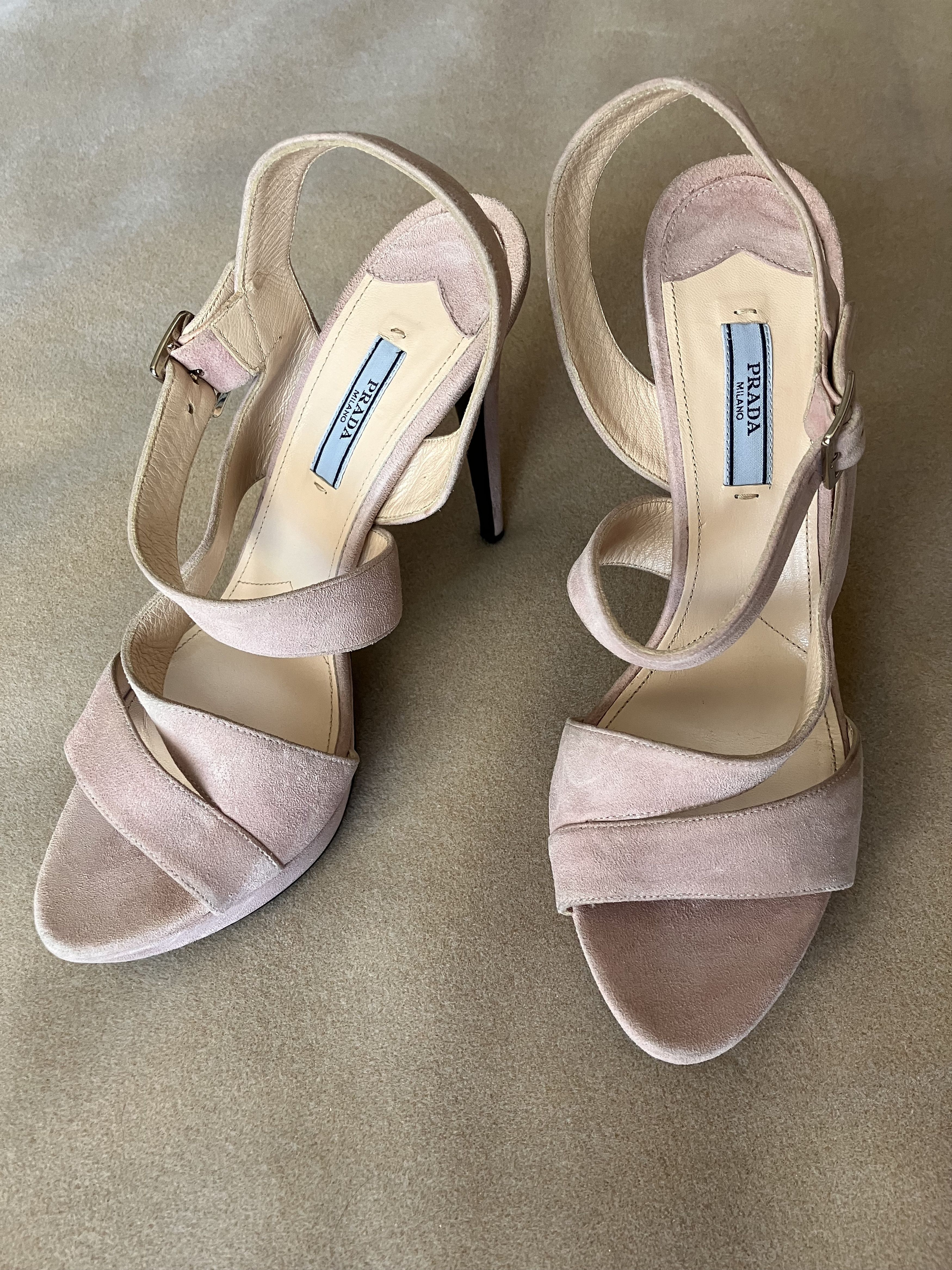 Prada Prada Blush Pink Suede Heeled Sandals - 40 Size US 10 / IT 40 - 1 Thumbnail