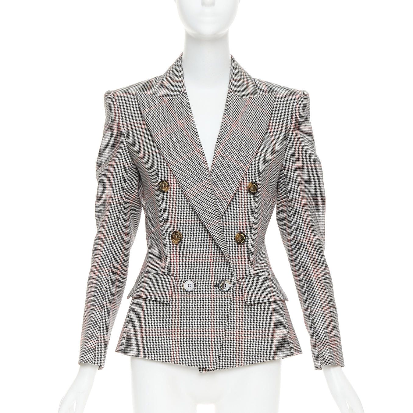Alexandre Vauthier ALEXANDRE VAUTHIER COUTURE SS2021 Runway grey red glen plaid double breasted blazer Size S / US 4 / IT 40 - 1 Thumbnail