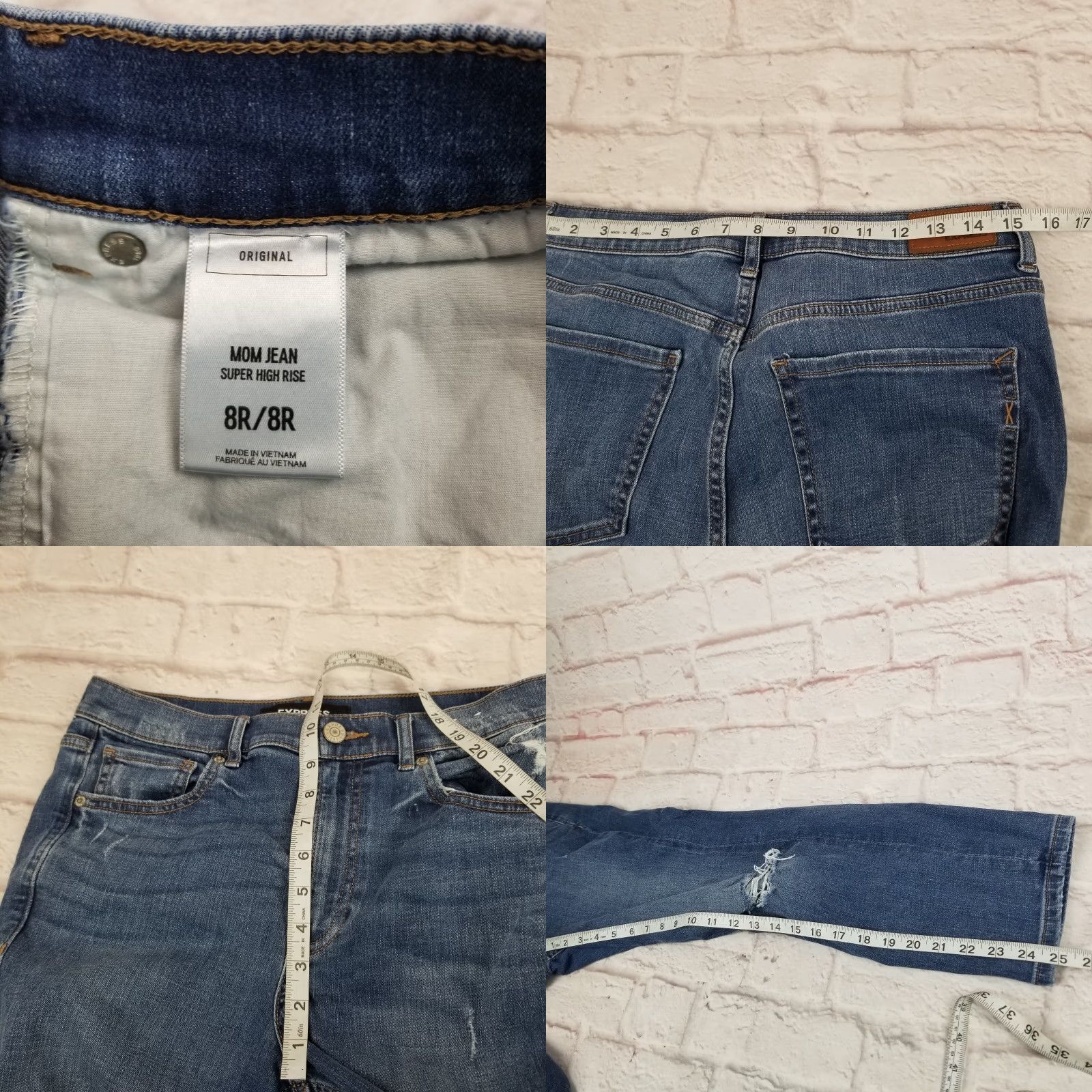 Express Express Jeans Main Point: Express Mom Jean Super High Rise Womens Size 8R Medium Crop Ankle Distressed Size 30" / US 8 / IT 44 - 8 Thumbnail
