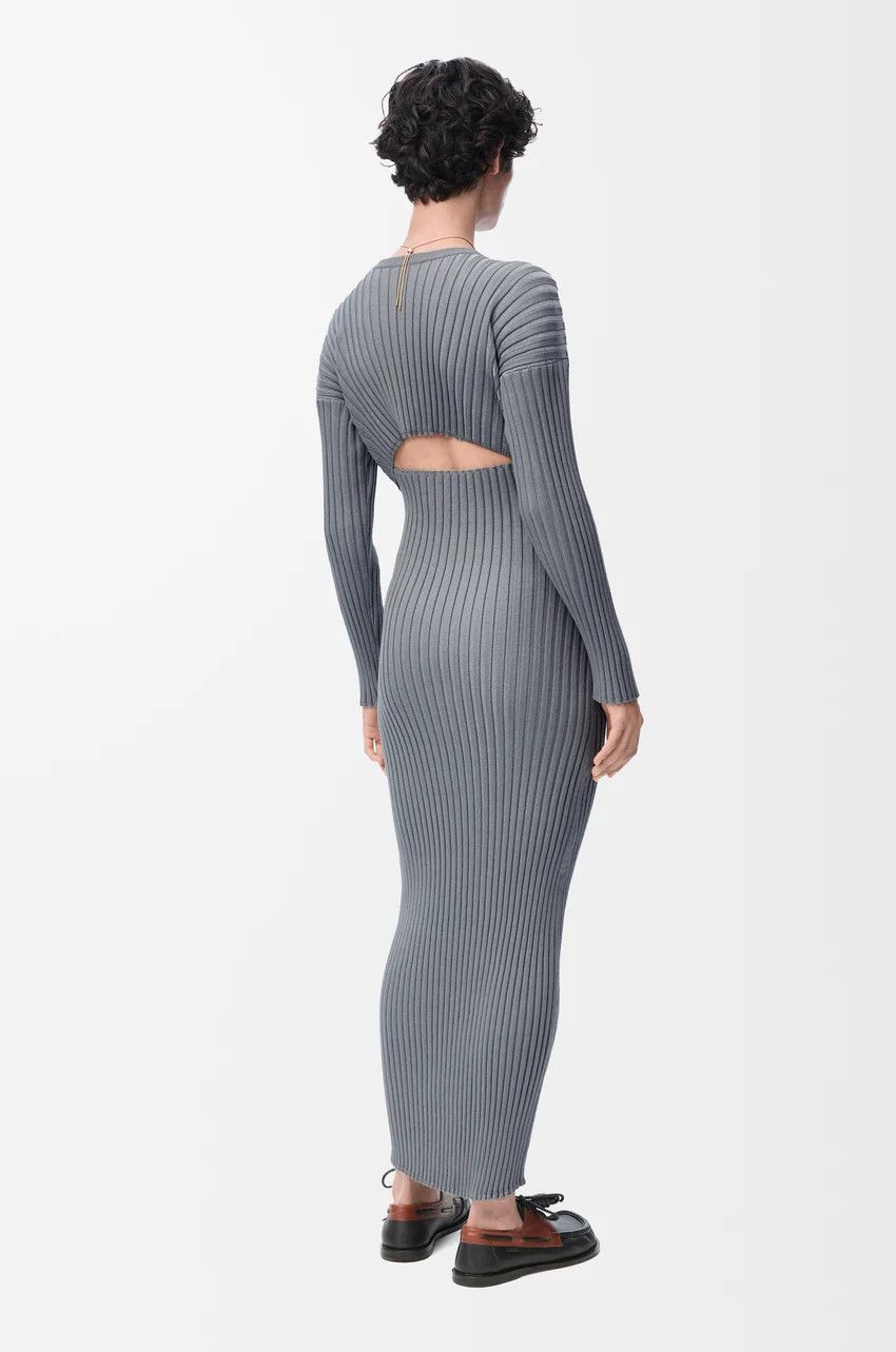 Loewe o1loc1c0525 Dress in Cotton And Viscose Blend in Grey Size L / US 10 / IT 46 - 5 Thumbnail