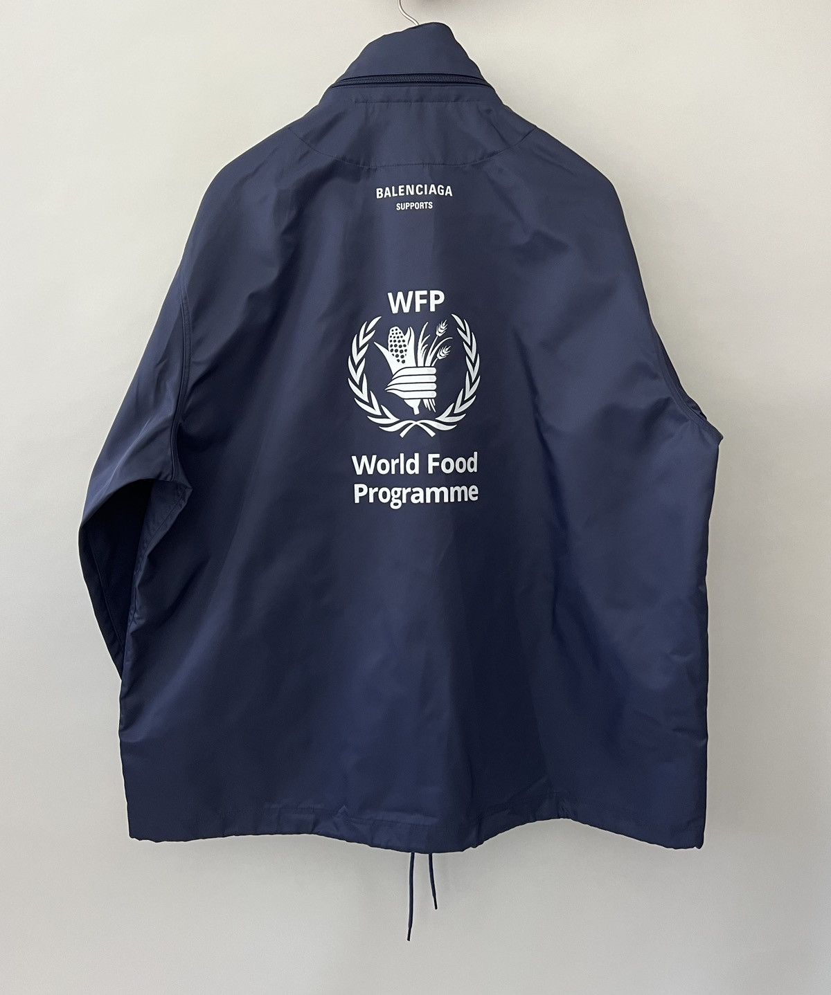 image of Balenciaga Black World Food Programme Windbreaker Jacket in Blue, Men's (Size Small)