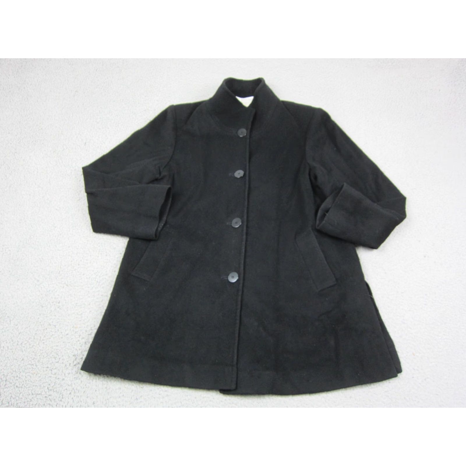 Vintage VINTAGE FLEURETTE Jacket Womens 10 Black Wool Loro Piana USA Made 90s Pea Coat Size L / US 10 / IT 46 - 2 Thumbnail