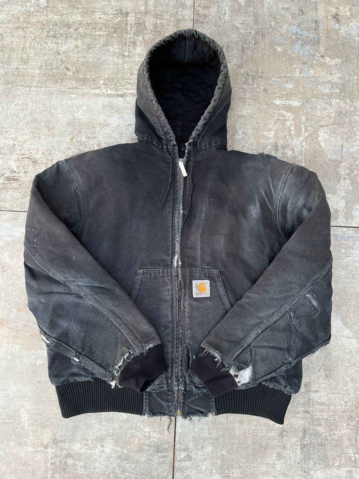 Vintage Vintage 90s Faded Black Carhartt Work Jacket Size US L / EU 52-54 / 3 - 5 Thumbnail