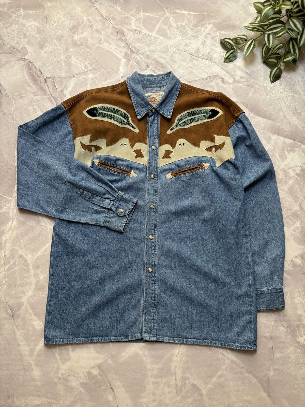 Cowboy Equipment VTG River Gold Western Denim Shirt Cowboy Pearl Snap Mens XL Size US XL / EU 56 / 4 - 1 Thumbnail