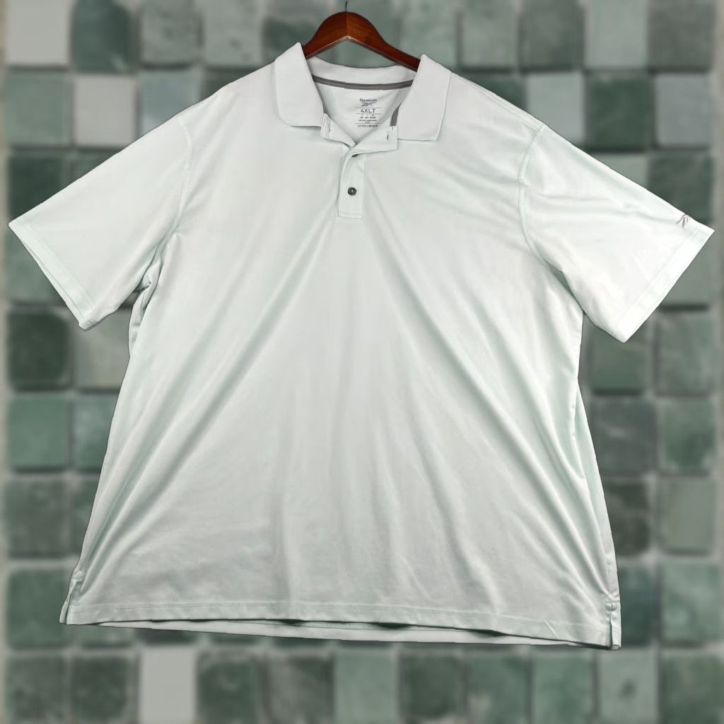 Reebok Reebok Polo Shirt 4XLT Mint Green Speedwick Performance Casual Mens Shirt Short Sleeve Collared Button Polo Green 4XLT Mens Golf Size US XXL / EU 58 / 5 - 1 Thumbnail