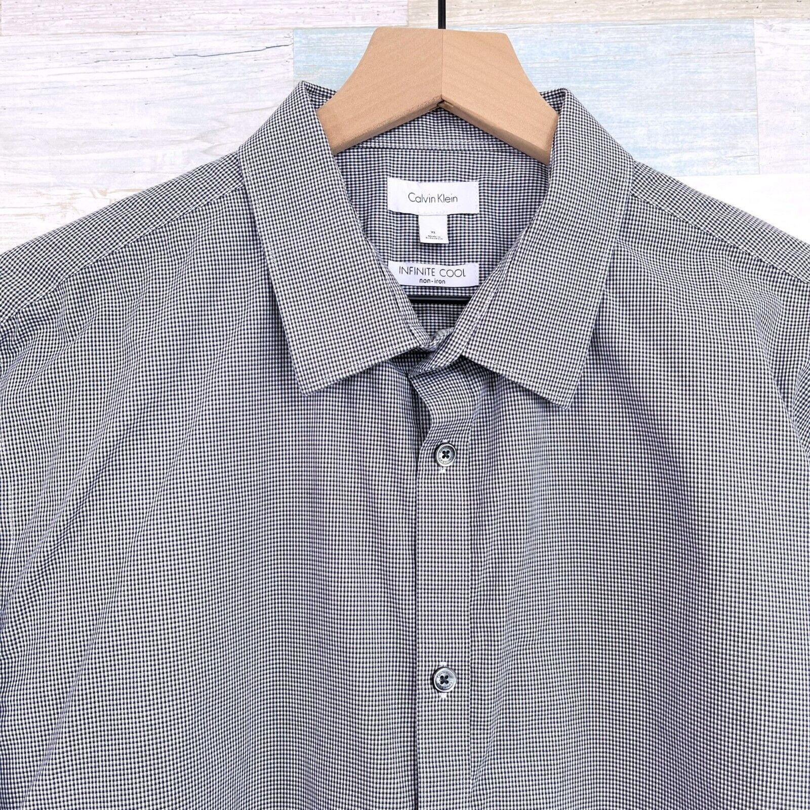 Calvin Klein Calvin Klein Cool Non Iron Shirt Gray Gingham Mens XL Size US XL / EU 56 / 4 - 2 Thumbnail