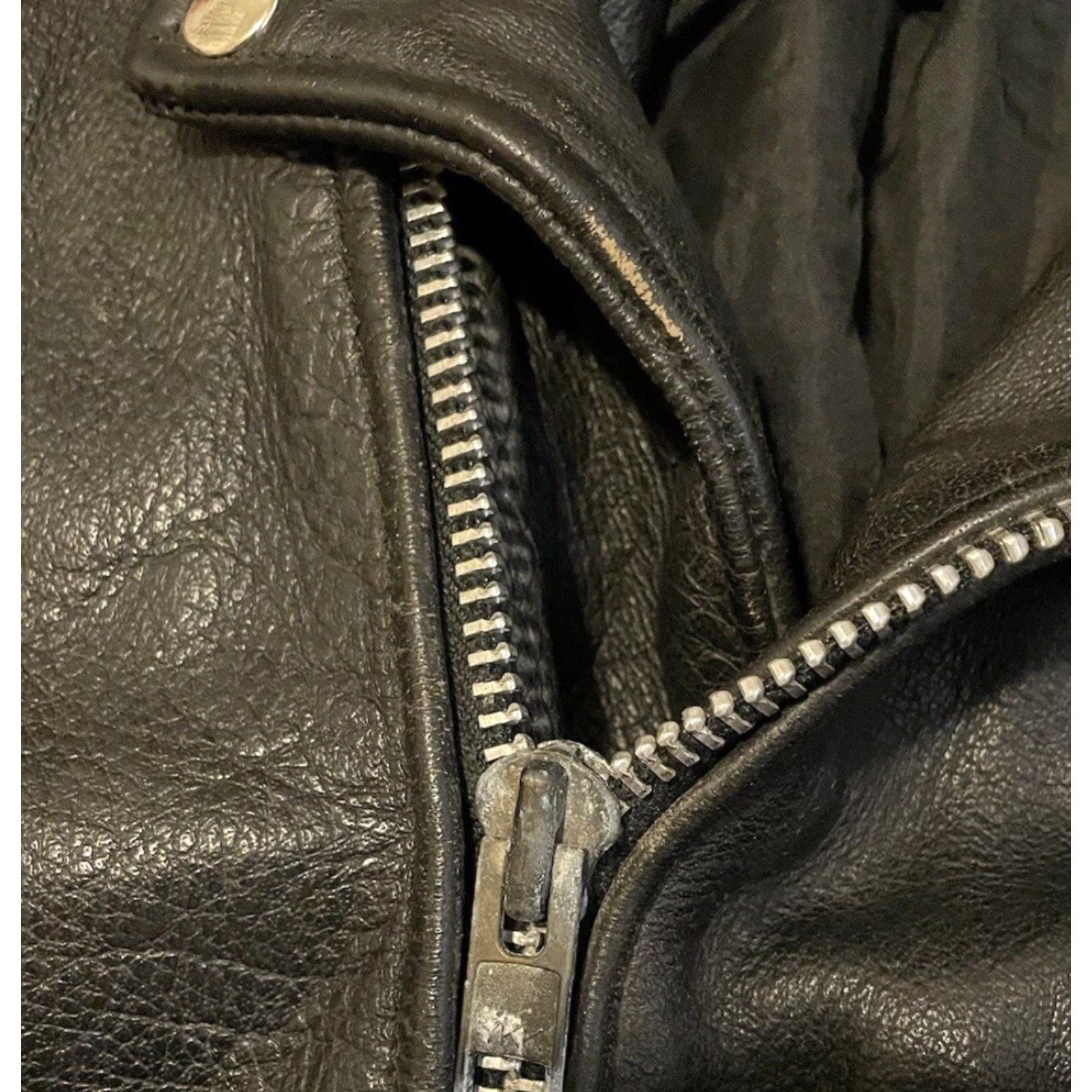 Vintage VINTAGE Cafe Racer Motorcycle Jacket Leather 40 Black Mens Jacket 70s 80s Grunge Rock biker Punk Size US XXS / EU 40 - 7 Thumbnail