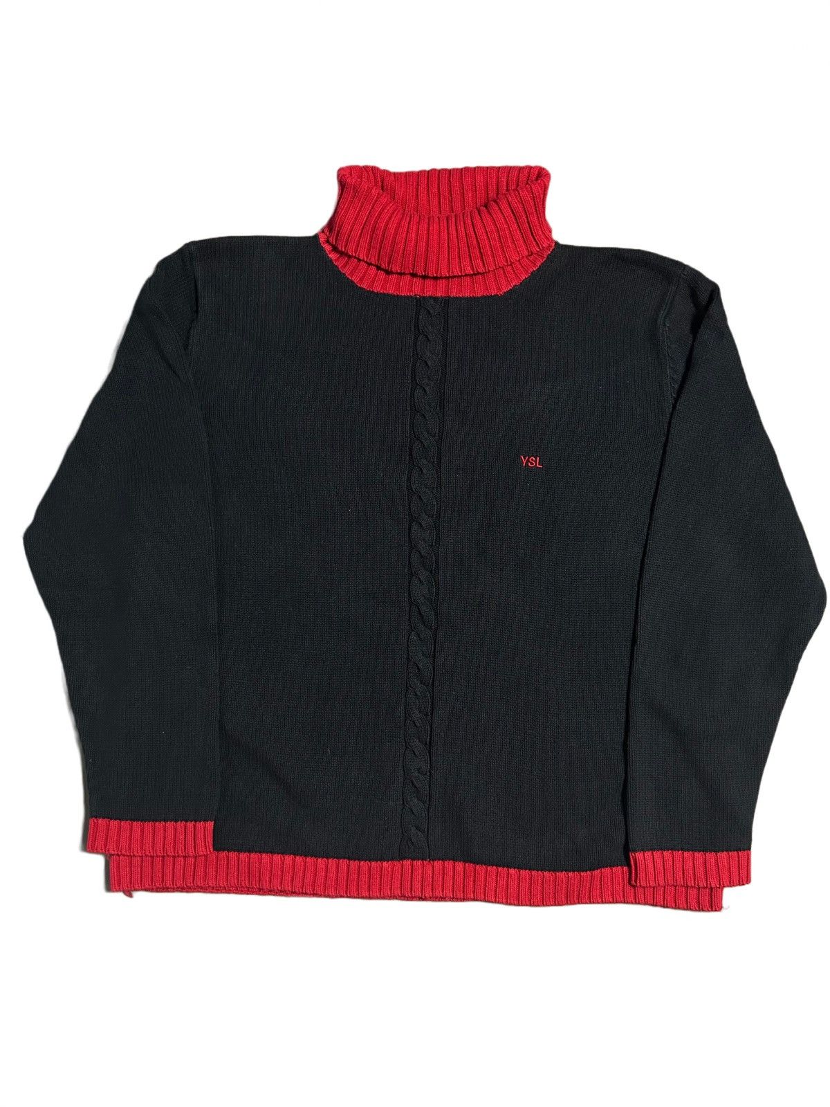 Saint Laurent Paris YSL sweater turtleneck black red Saint Laurent Jeans Size US XL / EU 56 / 4 - 1 Thumbnail