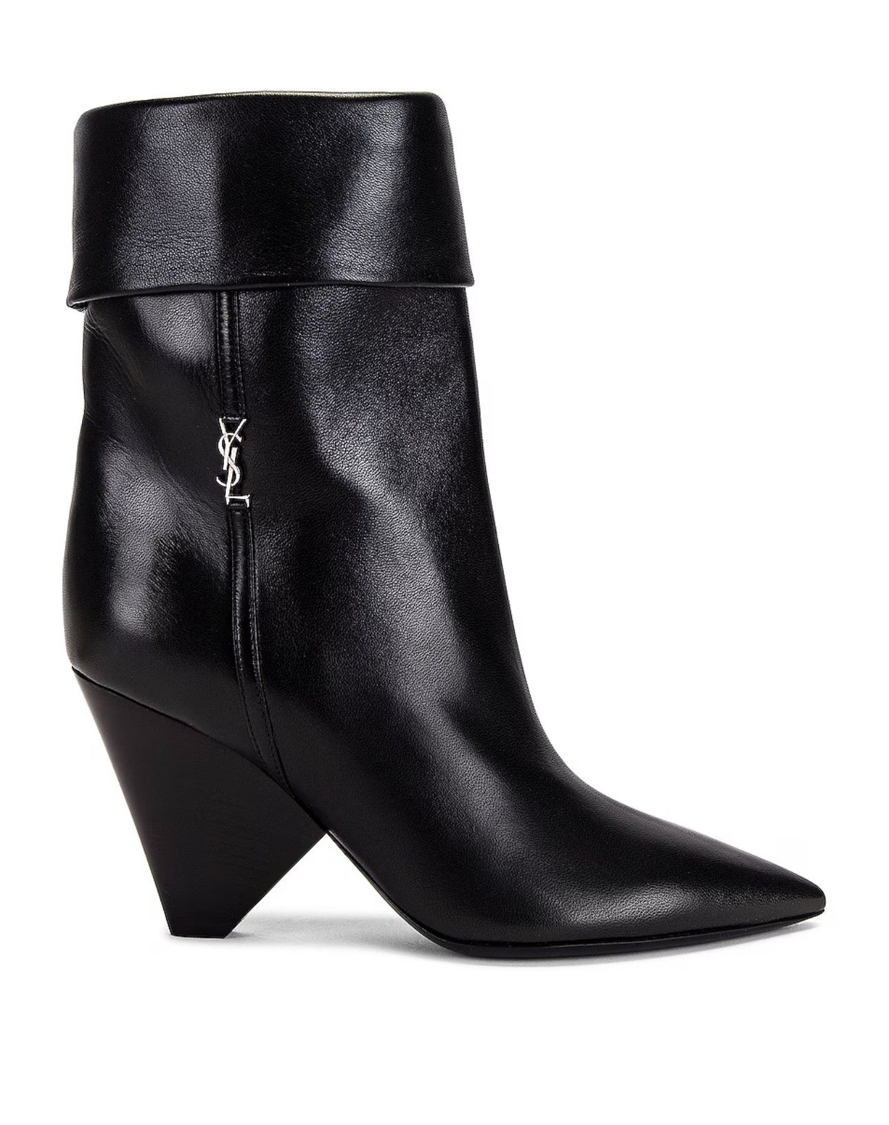 Yves Saint Laurent SAINT LAURENT Niki Booties Black Heeled Calfskin Leather Size US 8 / IT 38 - 1 Thumbnail