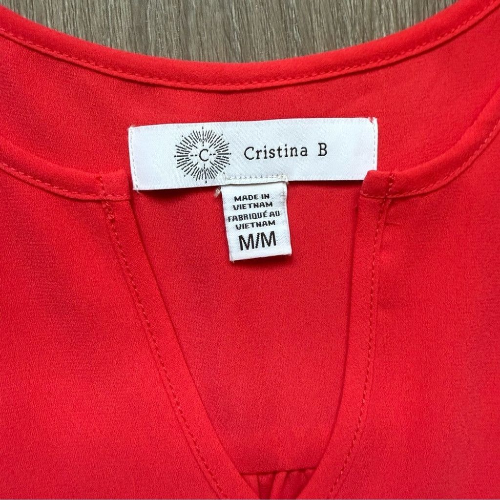 The Unbranded Brand Red Asymmetrical 3/4 Sleeve Blouse Size L / US 10 / IT 46 - 3 Thumbnail