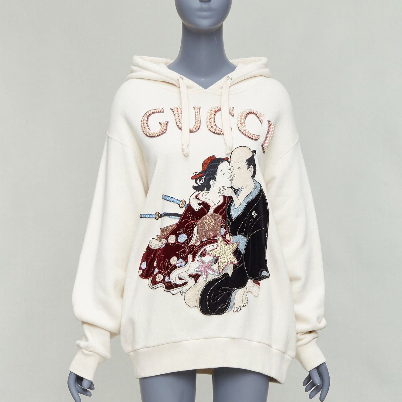 Gucci GUCCI Shunga Geisha Lover cream embroidery pearl embellished hoodie M Size M / US 6-8 / IT 42-44 - 1 Thumbnail