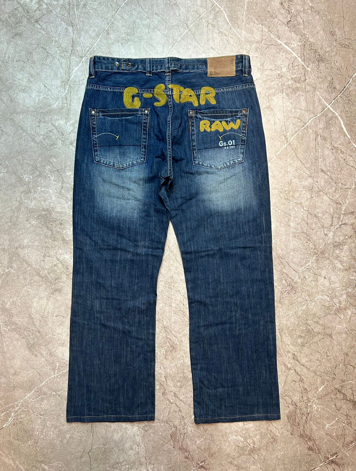 Pre-owned G Star Raw X Vintage G-star Raw Big Logo Denim Jeans Y2k Vintage In Navy