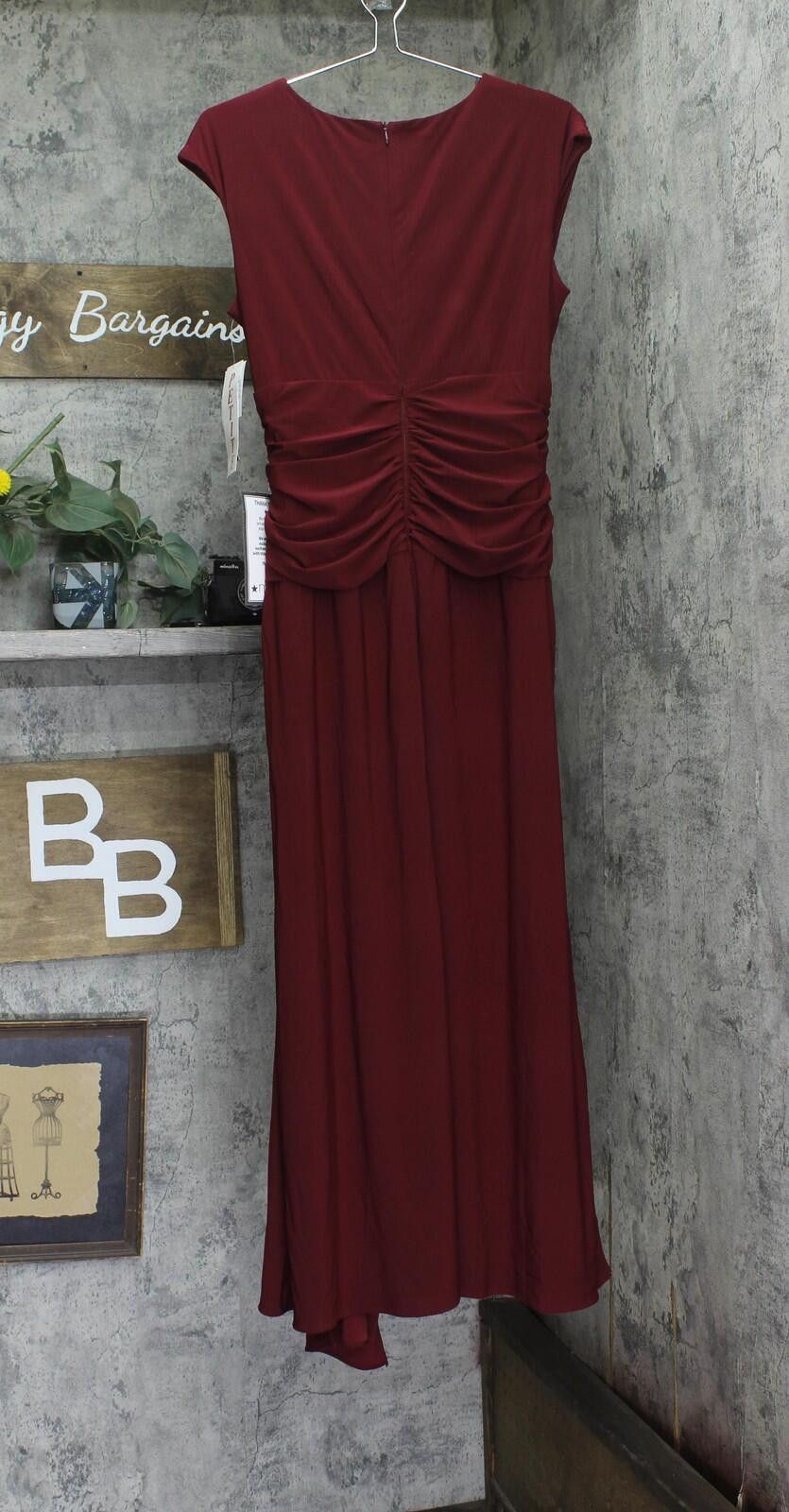 Other Nwt Betsy & Adam Cap Jewel Neck Gown Dress Bordeuax Red 14p Size XL / US 12-14 / IT 48-50 - 2 Thumbnail