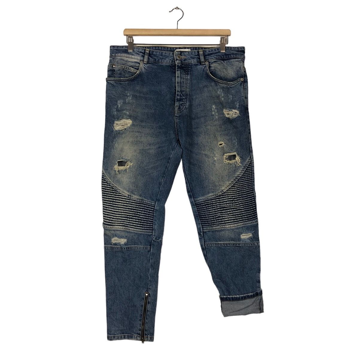 Japanese Brand 🔥Skinny Cutting Distressed Denim Jeans Zara Size US 36 / EU 52 - 9 Thumbnail