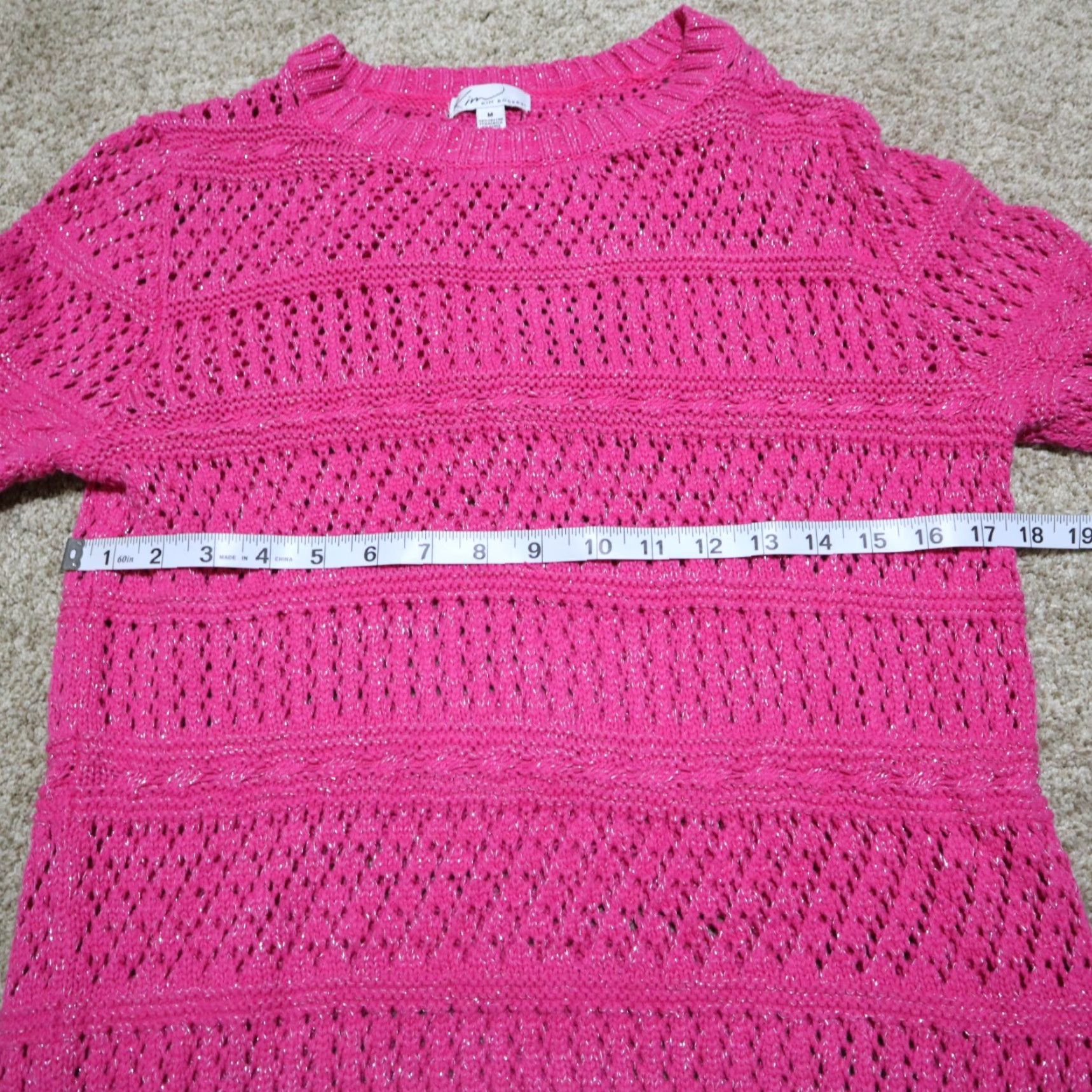 Pinko Kim Rogers Sweater Women's M Pink Knit Cable-Knit V-Neck Long Sleeve Pullover Adult Womens Size M / US 6-8 / IT 42-44 - 4 Thumbnail