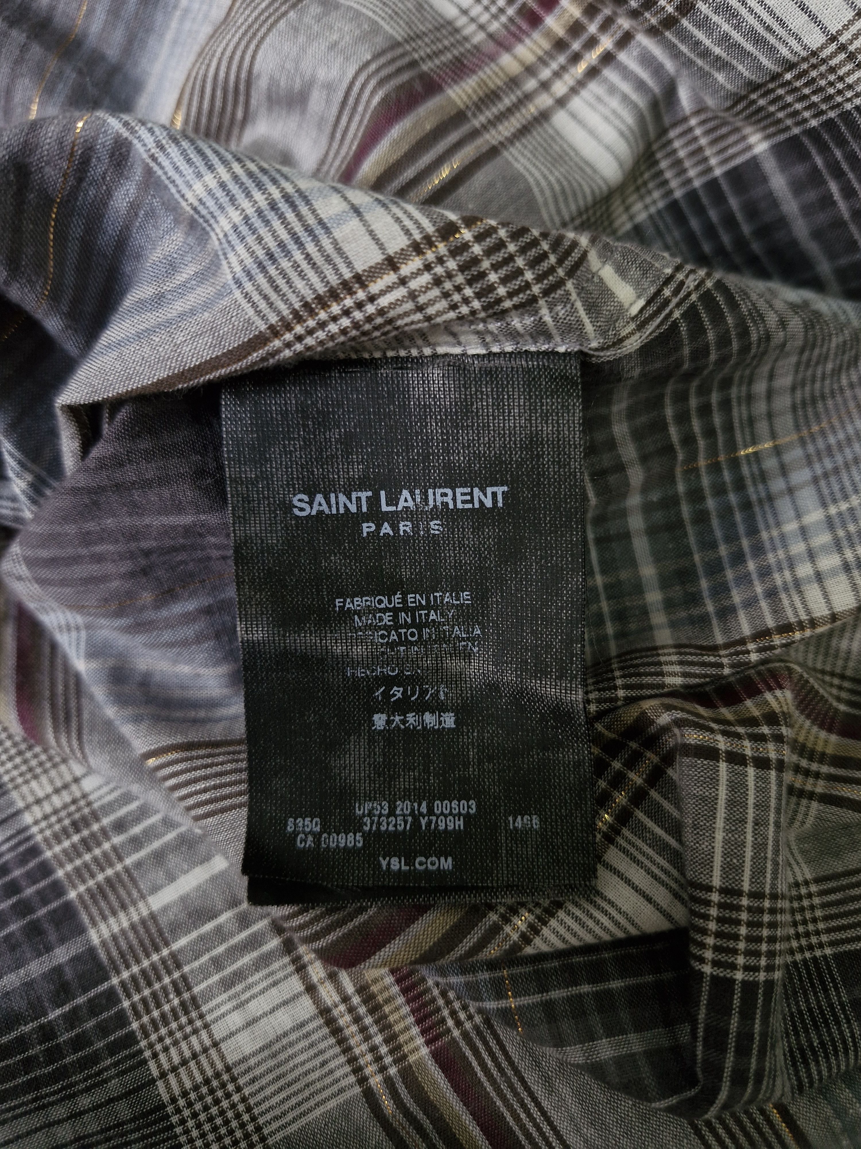 Saint Laurent Paris SS15 Grey Blue Plaid Flannel Shirt Size US S / EU 44-46 / 1 - 7 Thumbnail