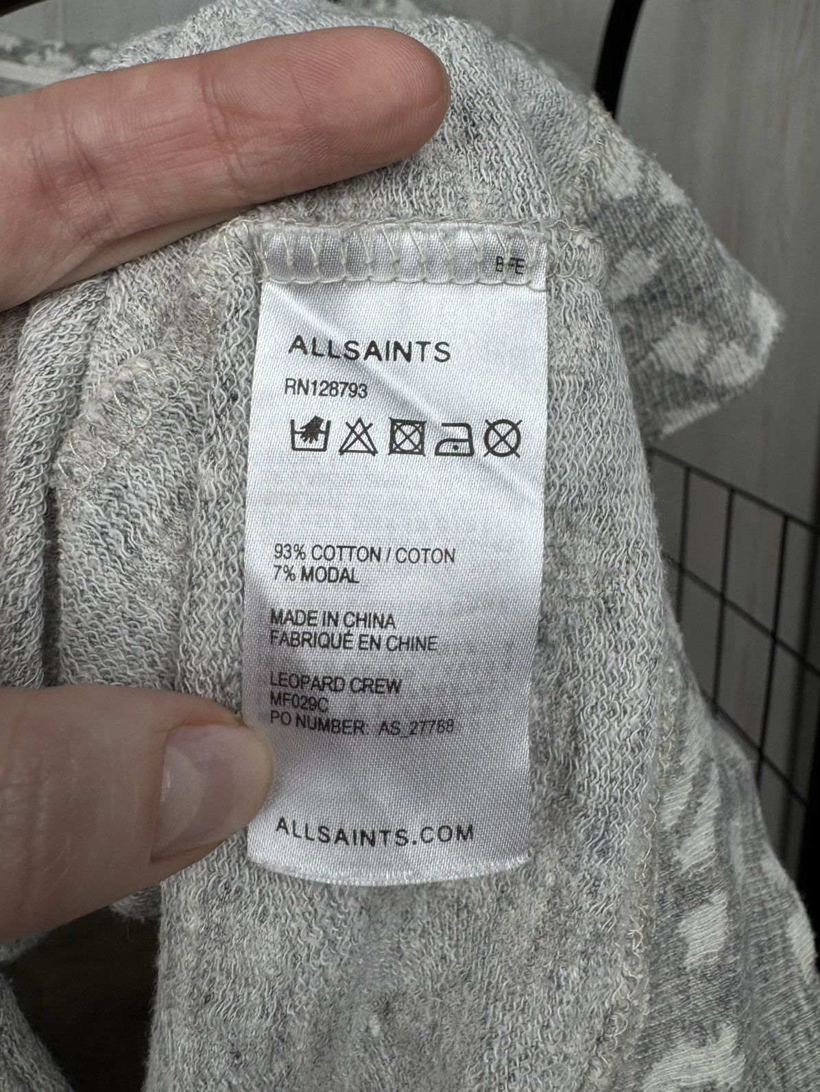 Allsaints Allsaints Leopard Crew grey white sweater sweatshirt Size US L / EU 52-54 / 3 - 10 Thumbnail