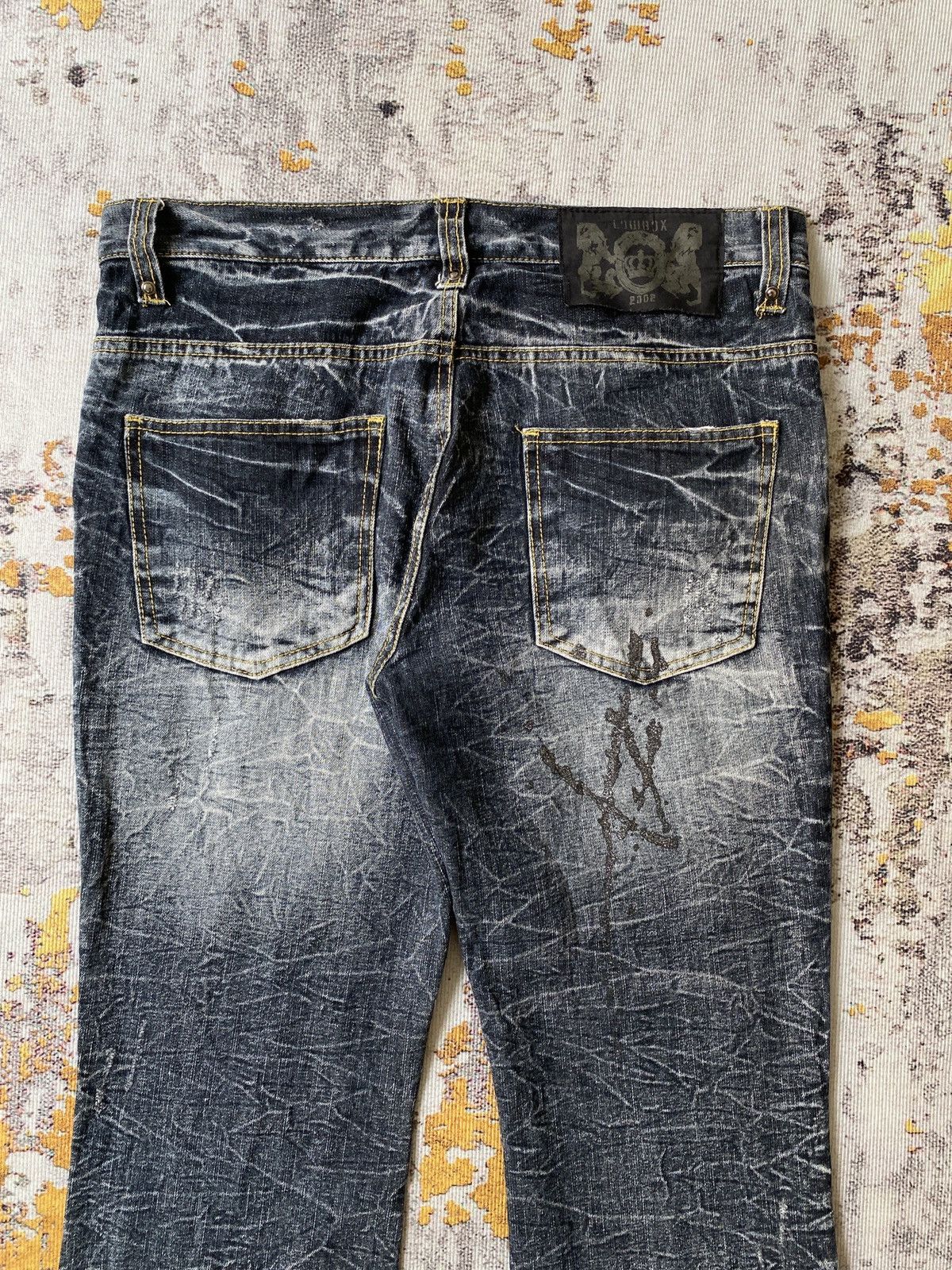 Japanese Brand Lowbox Premium Claws Mark Honey Comb Distressed Flare Denim Size US 32 / EU 48 - 15 Thumbnail
