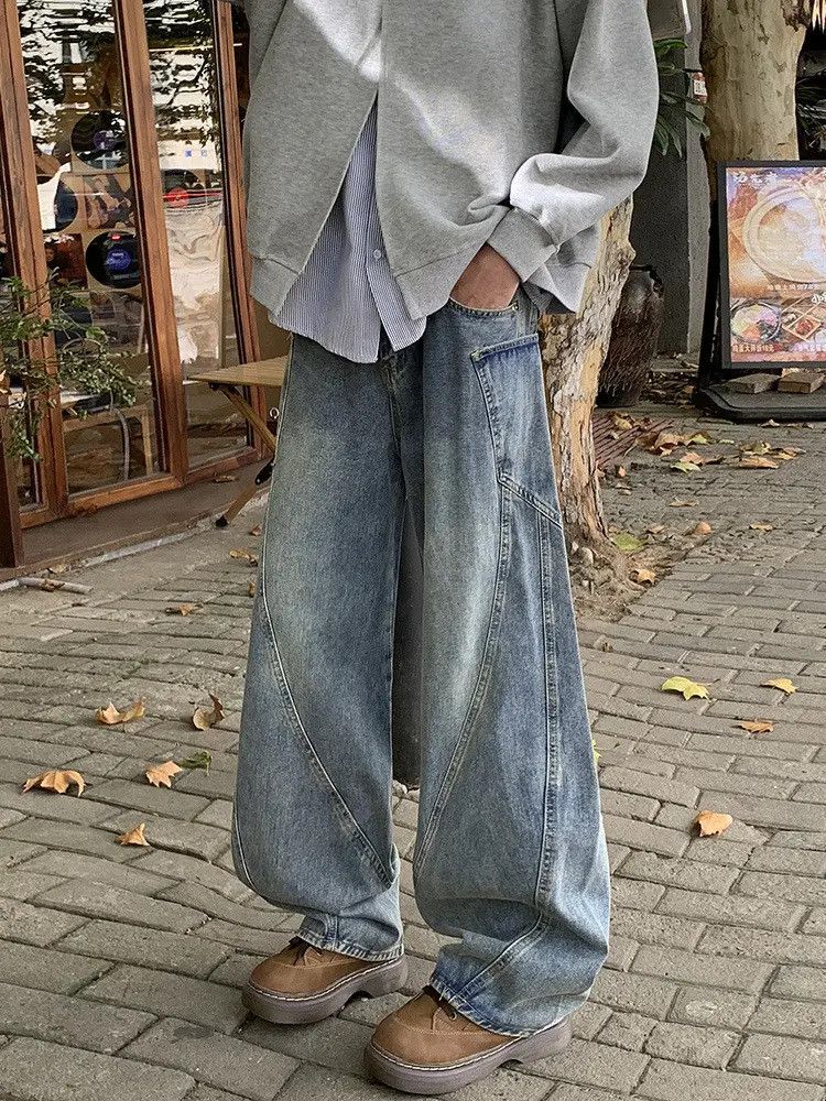 Japanese Brand Retro loose fit patchwork wide leg jeans Size US 32 / EU 48 - 2 Thumbnail