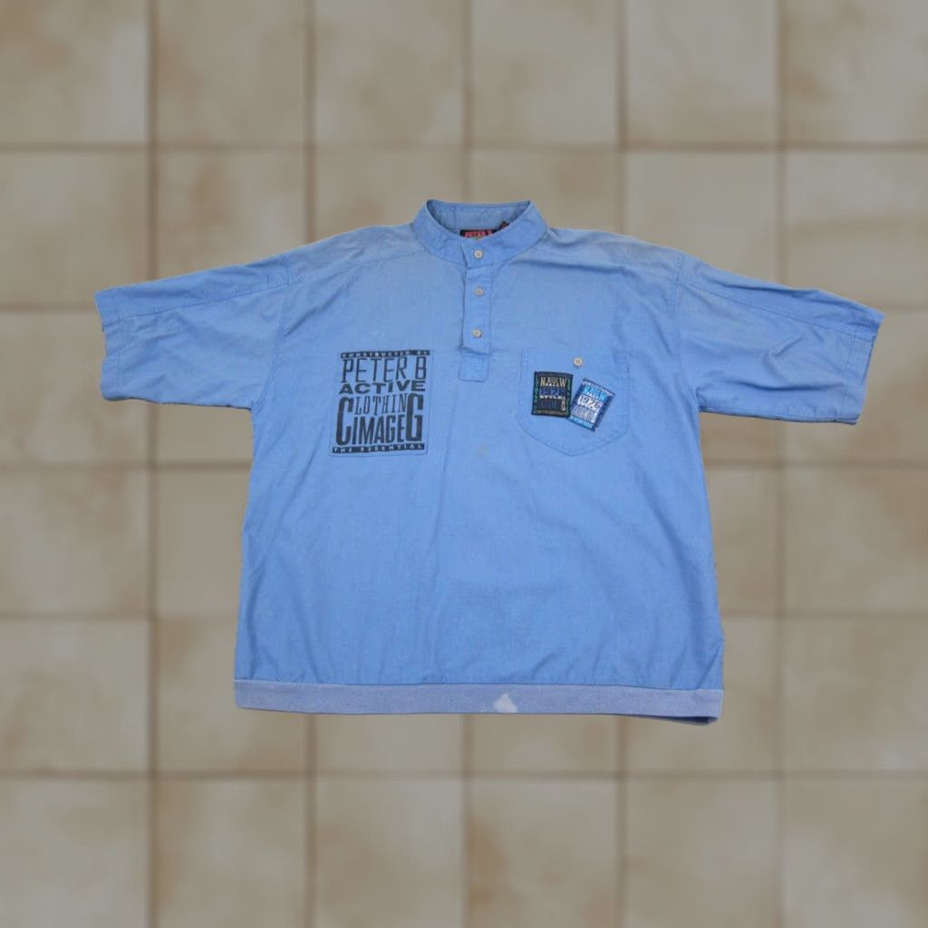 Vintage VINTAGE Peter B Beach Patrol Shirt Mens L Blue 90s Henley Button-Up Short Sleeve Casual Beach/Surf Size US L / EU 52-54 / 3 - 1 Thumbnail