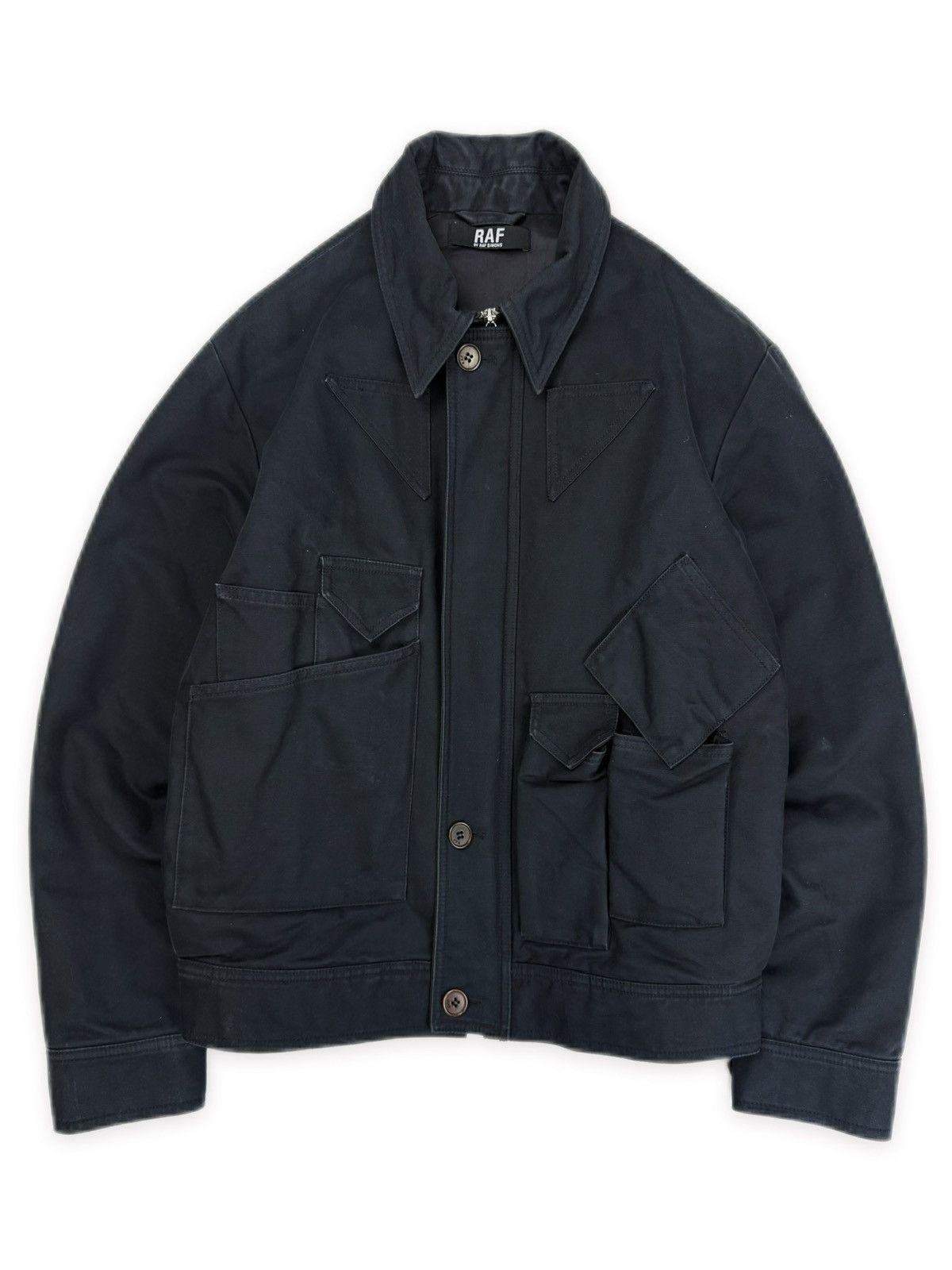 Raf Simons AW04-05 “Waves” asymmetrical-zip rider jacket | Grailed