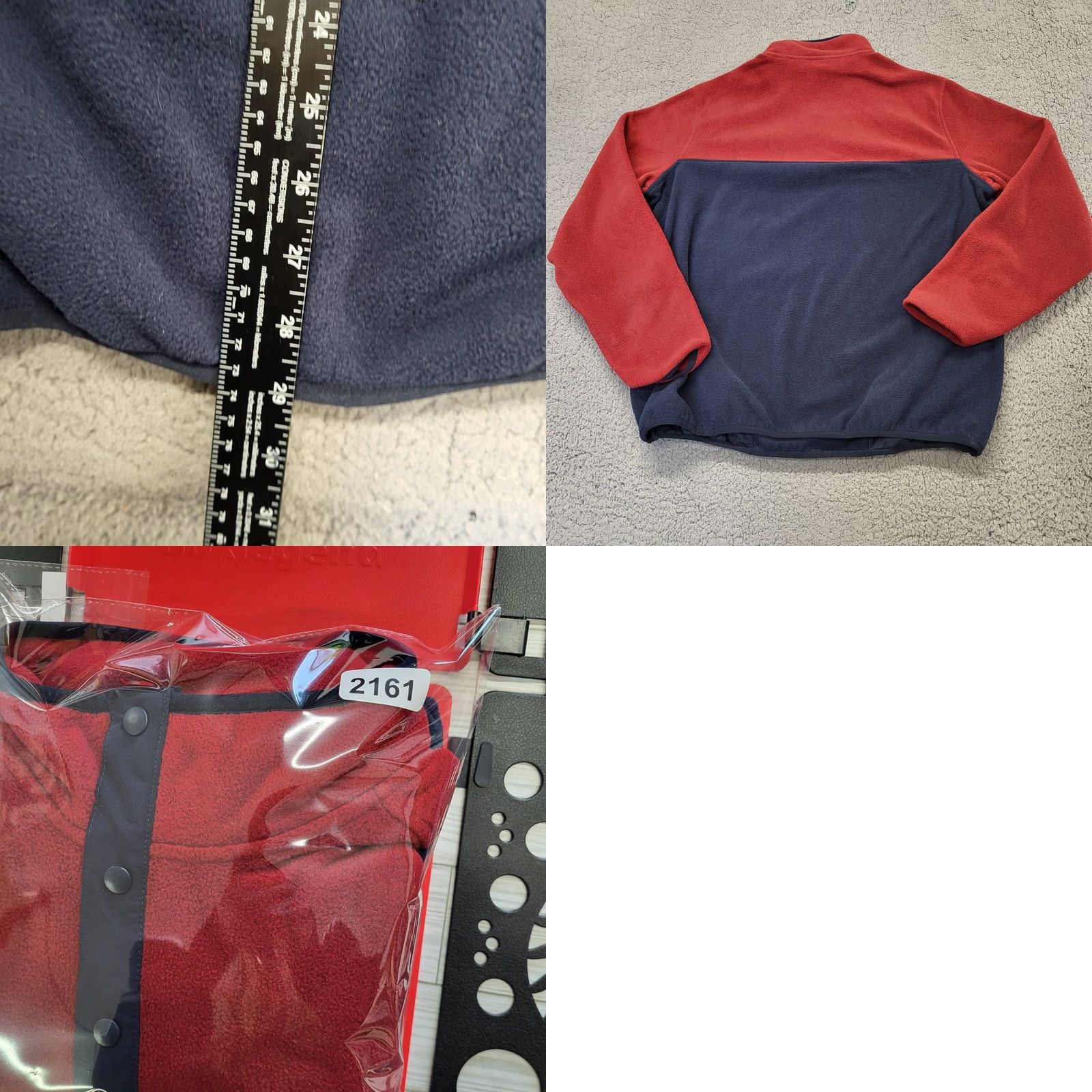 Lands' End Lands' End Sweater Mens Large Red Blue Snap Fleece Casual Outdoor Pocket Pullover Shirt Size US L / EU 52-54 / 3 - 8 Thumbnail