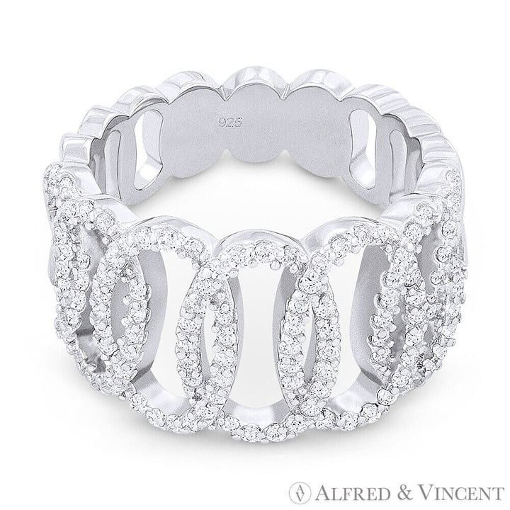 Other Ladies' CZ Multi-Oval Loop Ring in .925 Sterling Silver Size ONE SIZE - 1 Preview
