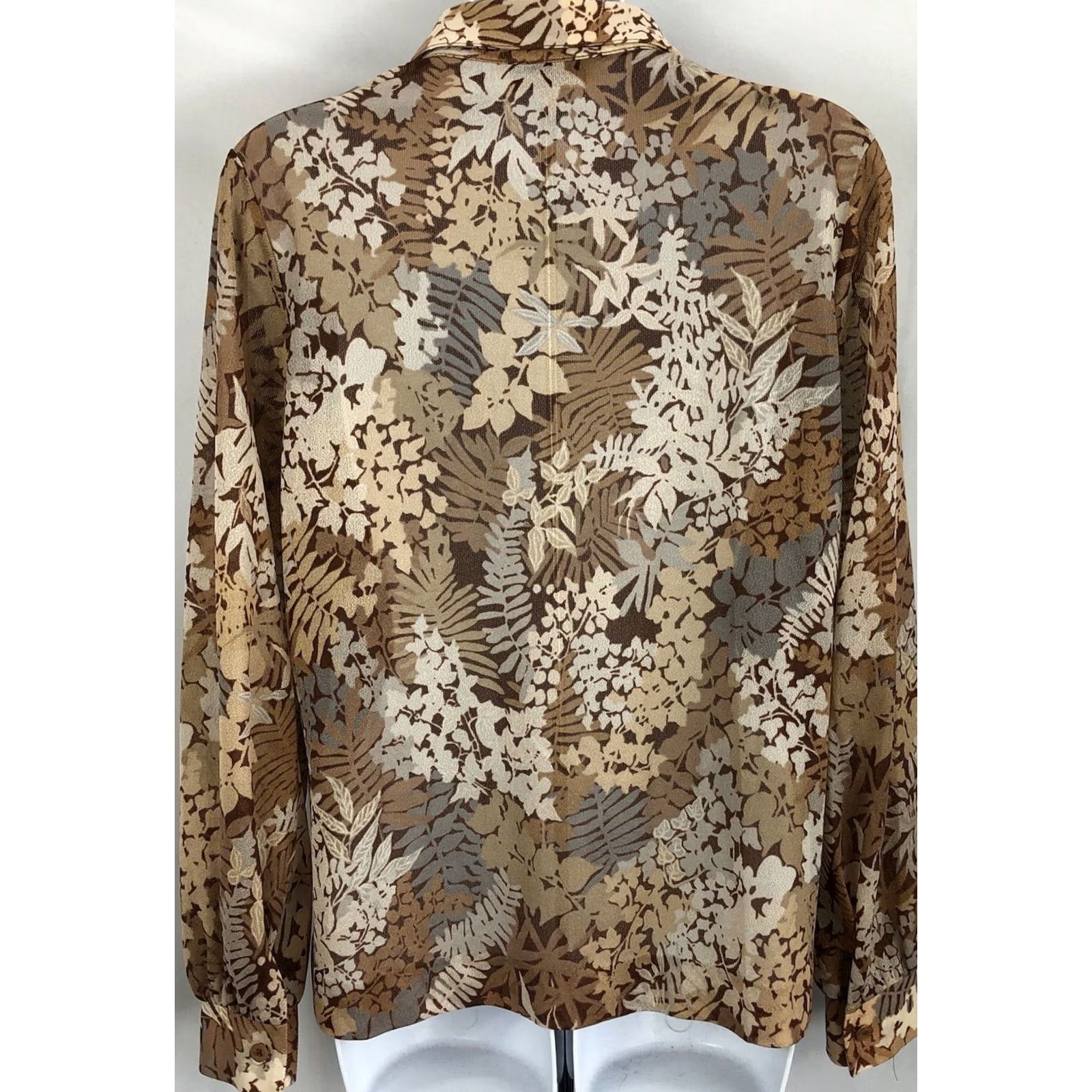Etro Vintage Career Top M Brown Floral ButtonUp LongSleeve Retro 60s 70s Boho Hippie Act III Women's shirt Size M / US 6-8 / IT 42-44 - 3 Thumbnail