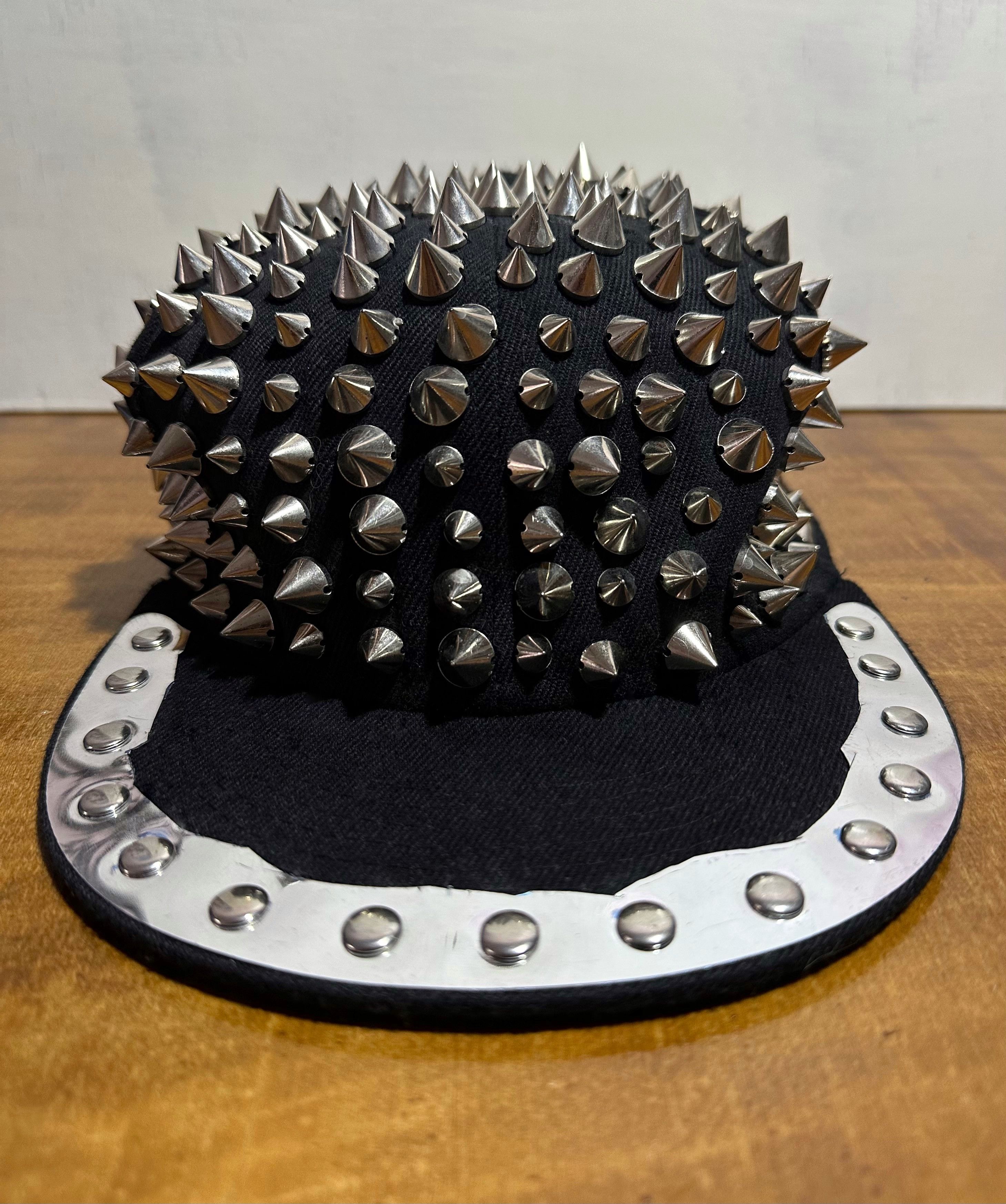 Other Spiked Punk Snapback hat - Riveted Metal Studded Goth Size ONE SIZE - 2 Thumbnail