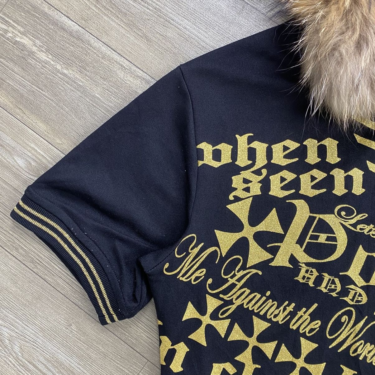 Japanese Brand 2000s Japanese Poem Skulls Cross Grunge Punk Fur Tee Hooded Size US L / EU 52-54 / 3 - 5 Thumbnail