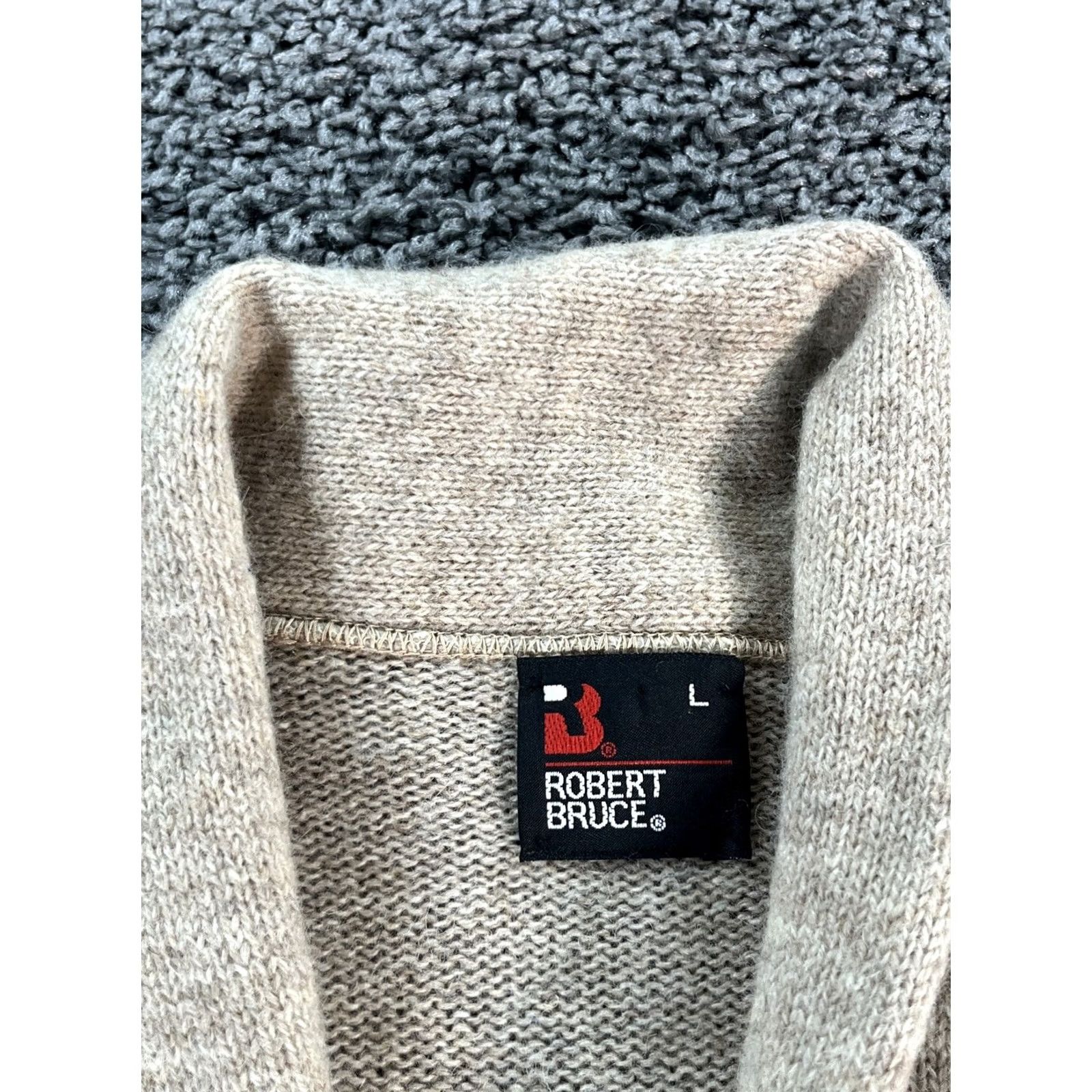 Vintage VINTAGE Robert Bruce Cardigan Sweater L Beige Wool Cable-Knit Grunge Men Size US L / EU 52-54 / 3 - 4 Thumbnail
