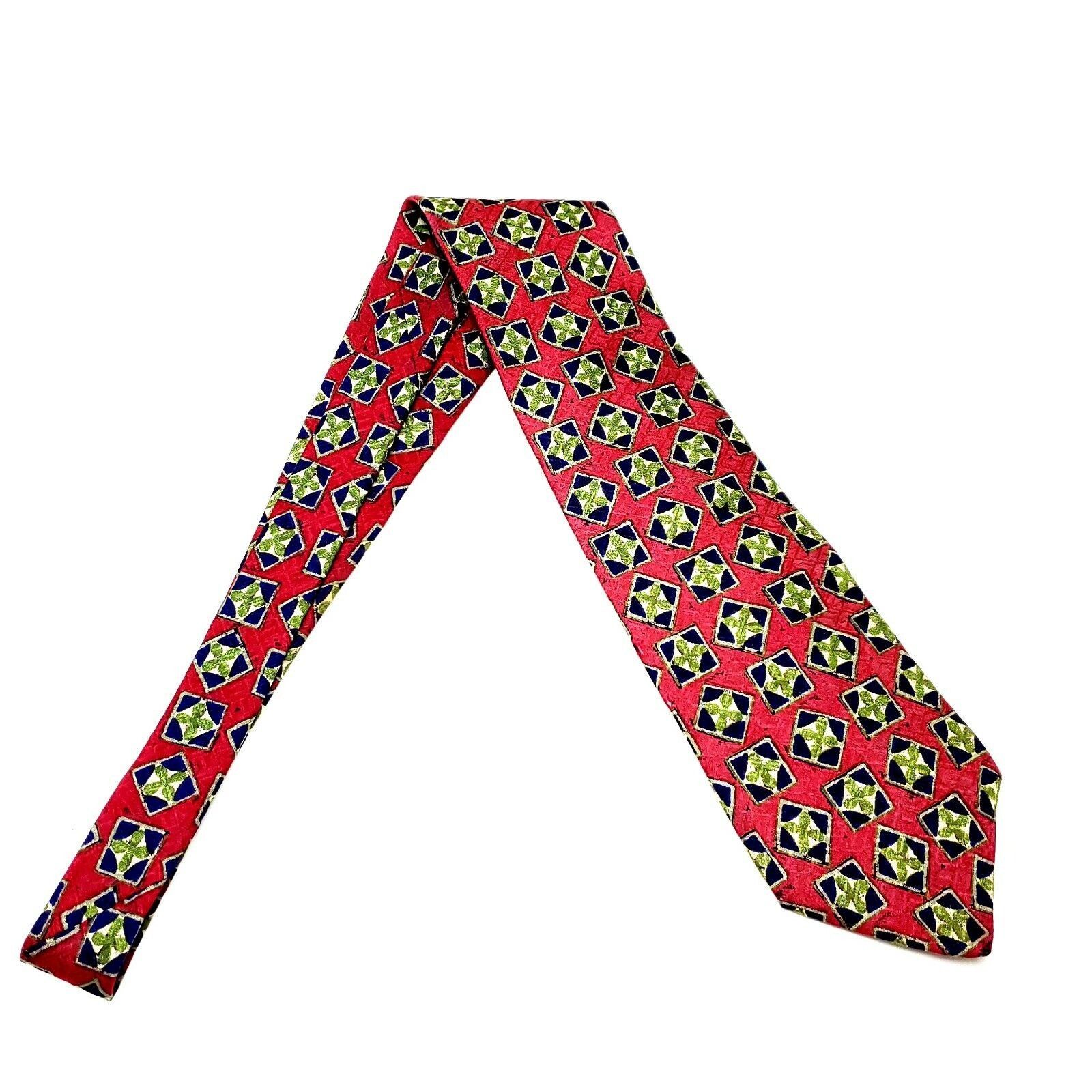 Alexander Julian Colours Alexander Julian Silk Tie Short Wide Print Red Geome Size ONE SIZE - 6 Thumbnail