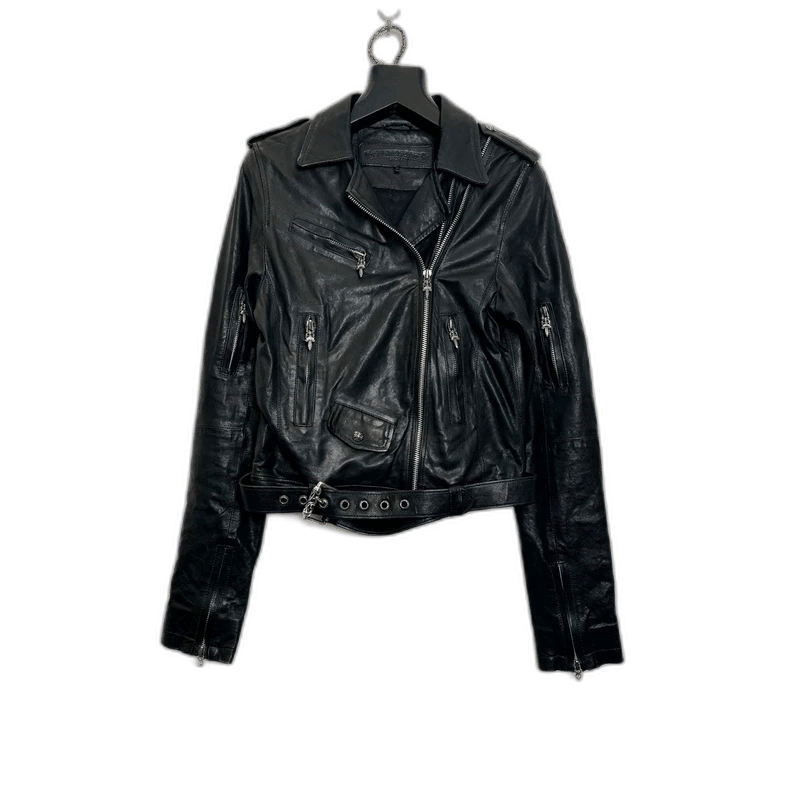 Chrome Hearts Chrome Hearts Black Leather Motorcycle Jacket-yf Size US S / EU 44-46 / 1 - 1 Thumbnail