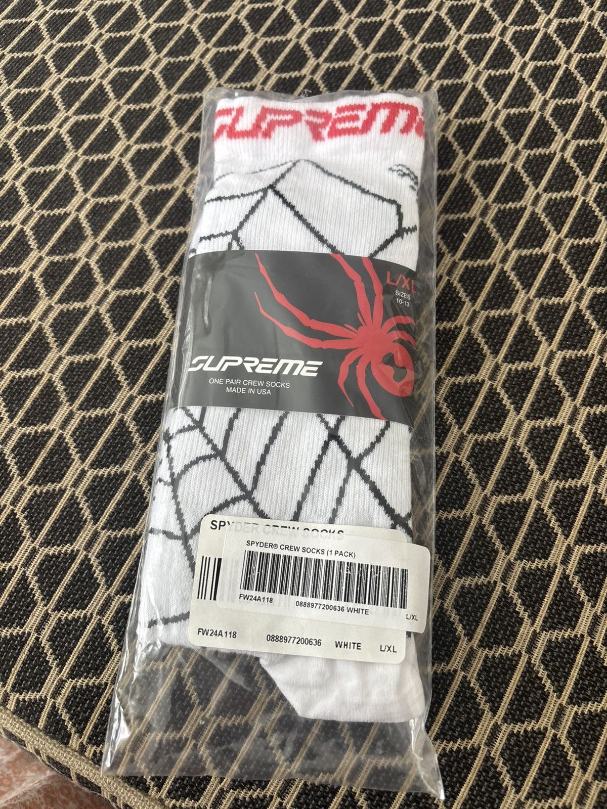 Spyder × Supreme Supreme x Spyder Crew Socks L/XL (1 Pack) White - US Size ONE SIZE - 1 Thumbnail
