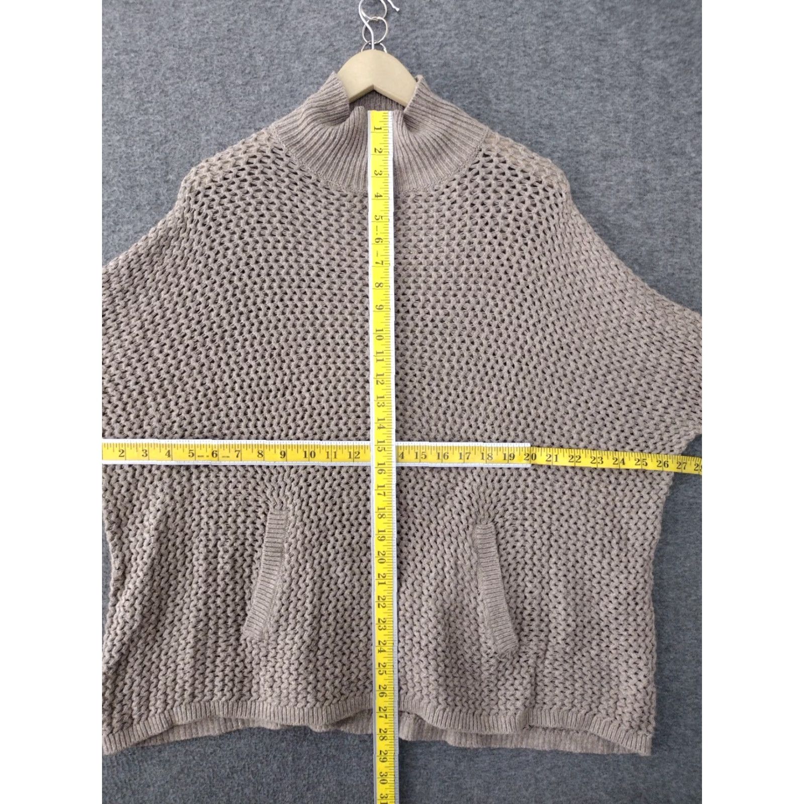 Loft LOFT Ann Taylor Beige Turtleneck Sweater Kangaroo Pocket Shirt Womens S Pullover Open-Knit Knit Solid Fall Winter Cozy Comfort Size S / US 4 / IT 40 - 4 Thumbnail