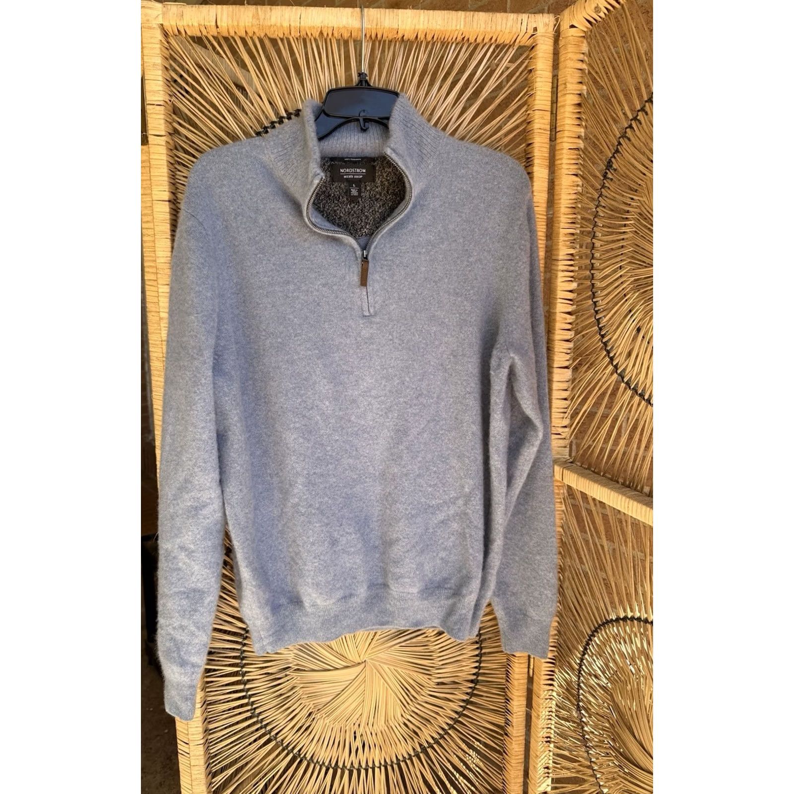 Nordstrom Nordstrom Mens Shop 100% Cashmere Quarter Zip Sweater Light Blue Size L Mens/Boys? No—Men. Size US L / EU 52-54 / 3 - 2 Thumbnail